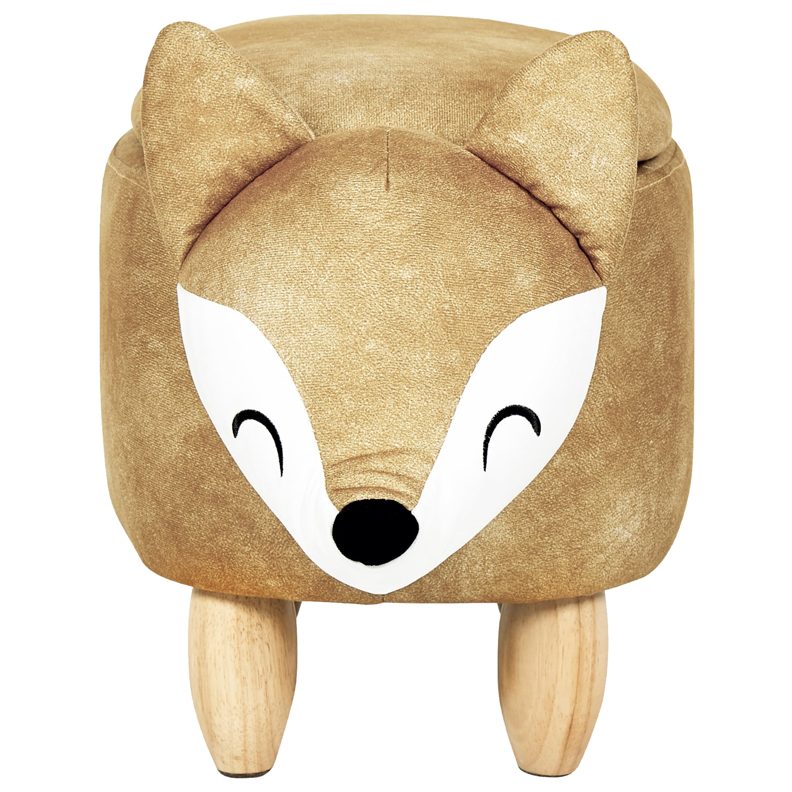Hocker mit Stauraum für Kinder Tierform Samt orange Holzbeine Modern Fox