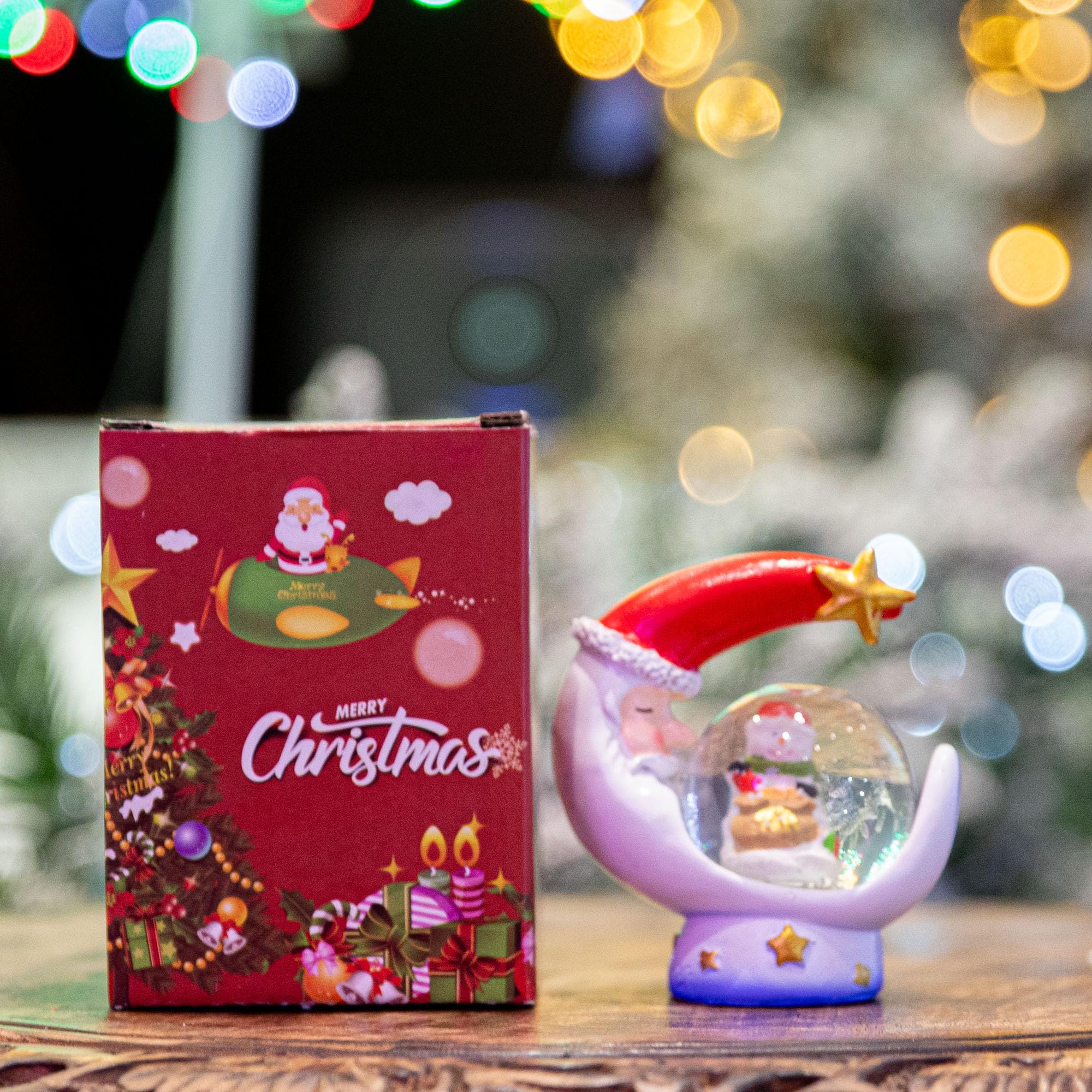 Palla Di Neve Natalizia Mini - Babbo Natale E Renna Decorazione Tavolo - Foto 2