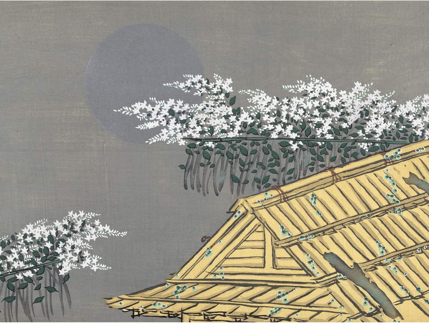 Artery8 Kamisaka Sekka White Flowers Home Japanese Painting Premium Wall Art Canvas Print 18X24 Inch