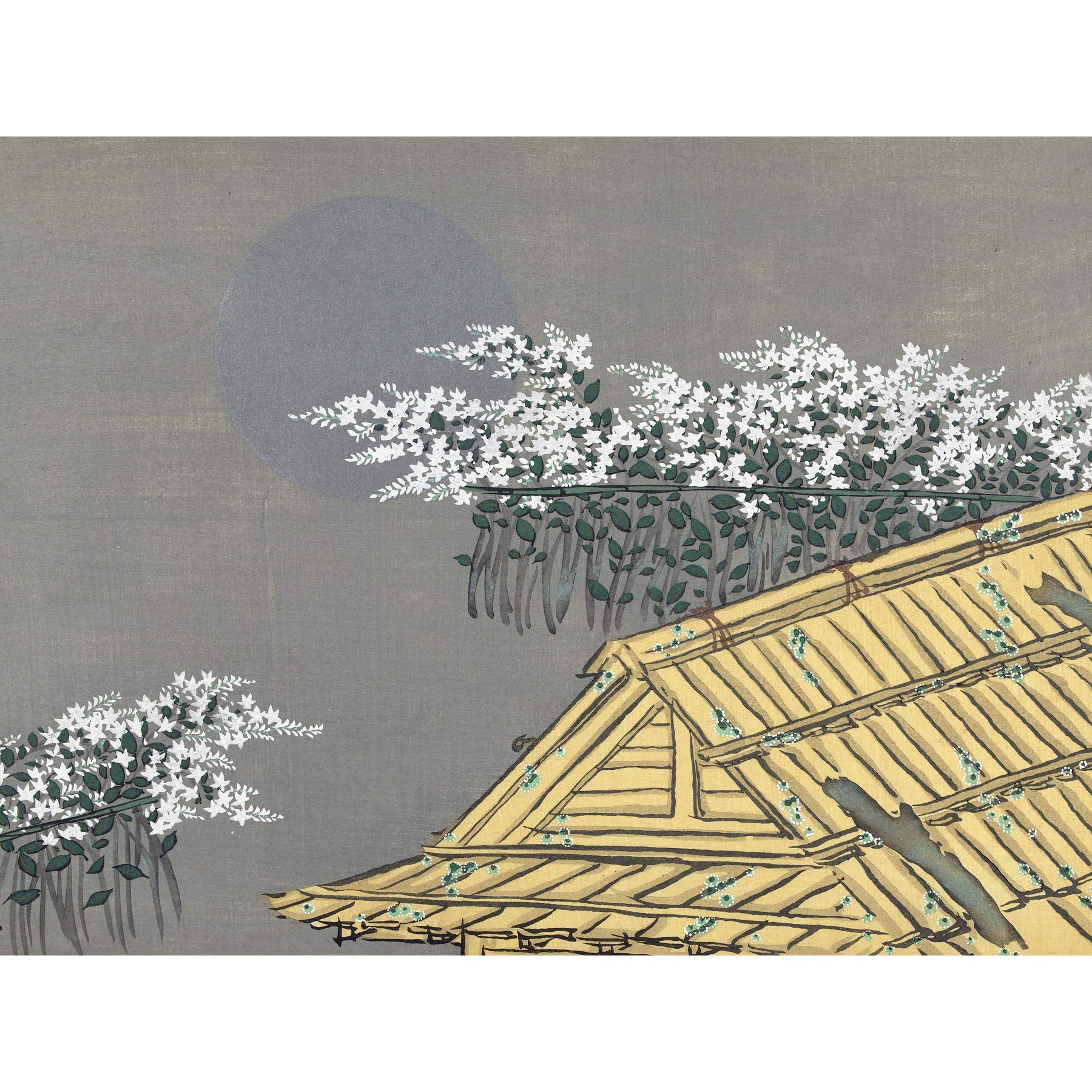 Artery8 Kamisaka Sekka White Flowers Home Japanese Painting Premium Wall Art Canvas Print 18X24 Inch