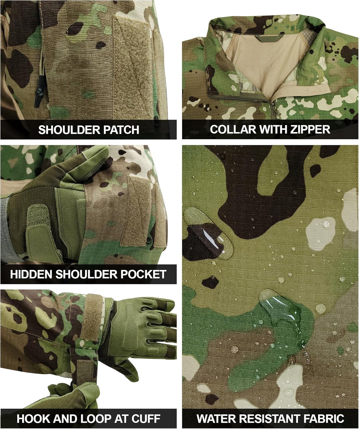 Tactical Shirt for Men 1/4 Zip Camo Shirt Long Sleeve Combat Military Top with 2 Pockets - Image 5