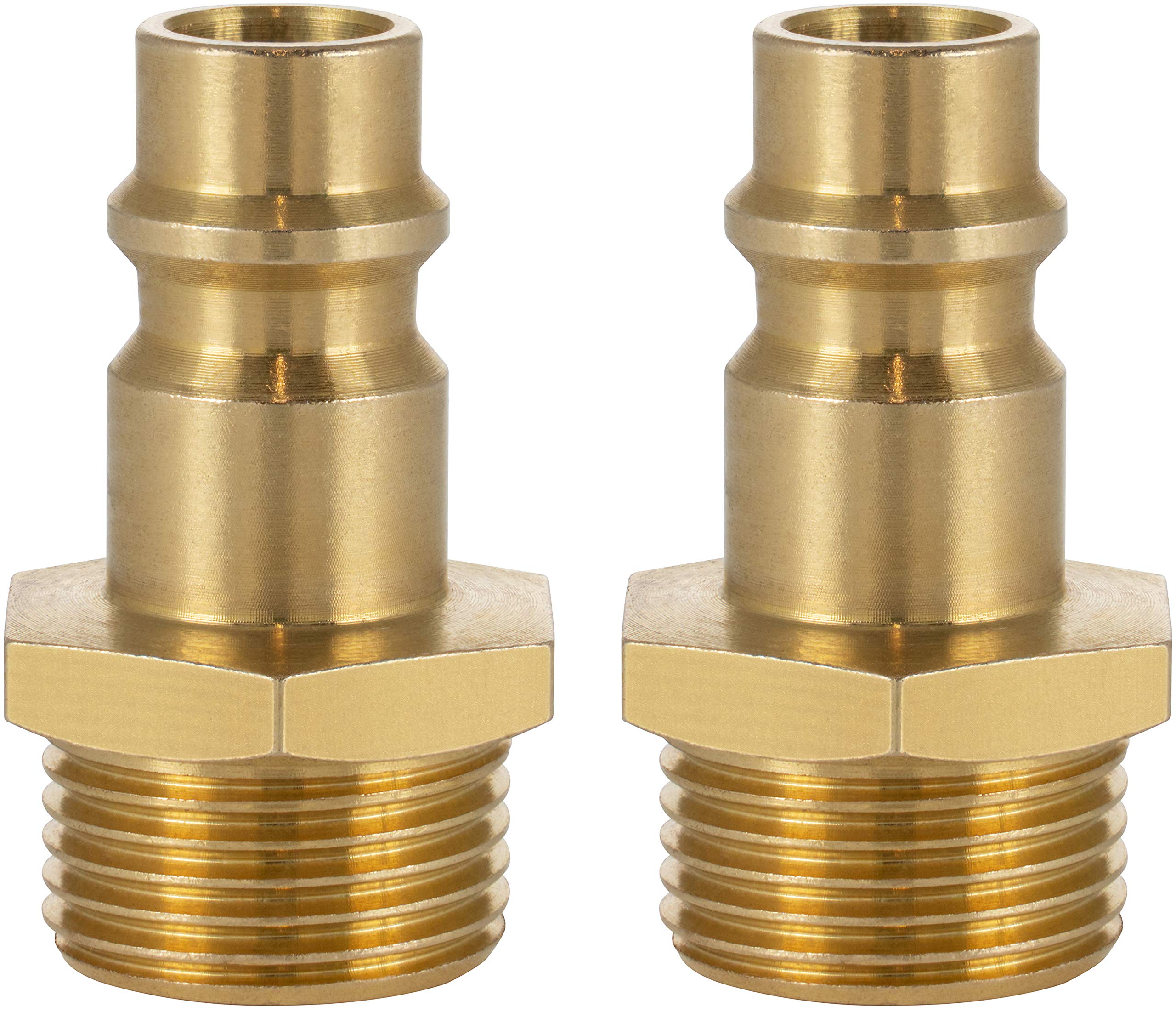 Poppstar 2X Compressed Air Plug NW 7.2 with 3/8" External Thread for Compressed Air Fittings, Brass, 2x Male Thread 3/8" / Plug