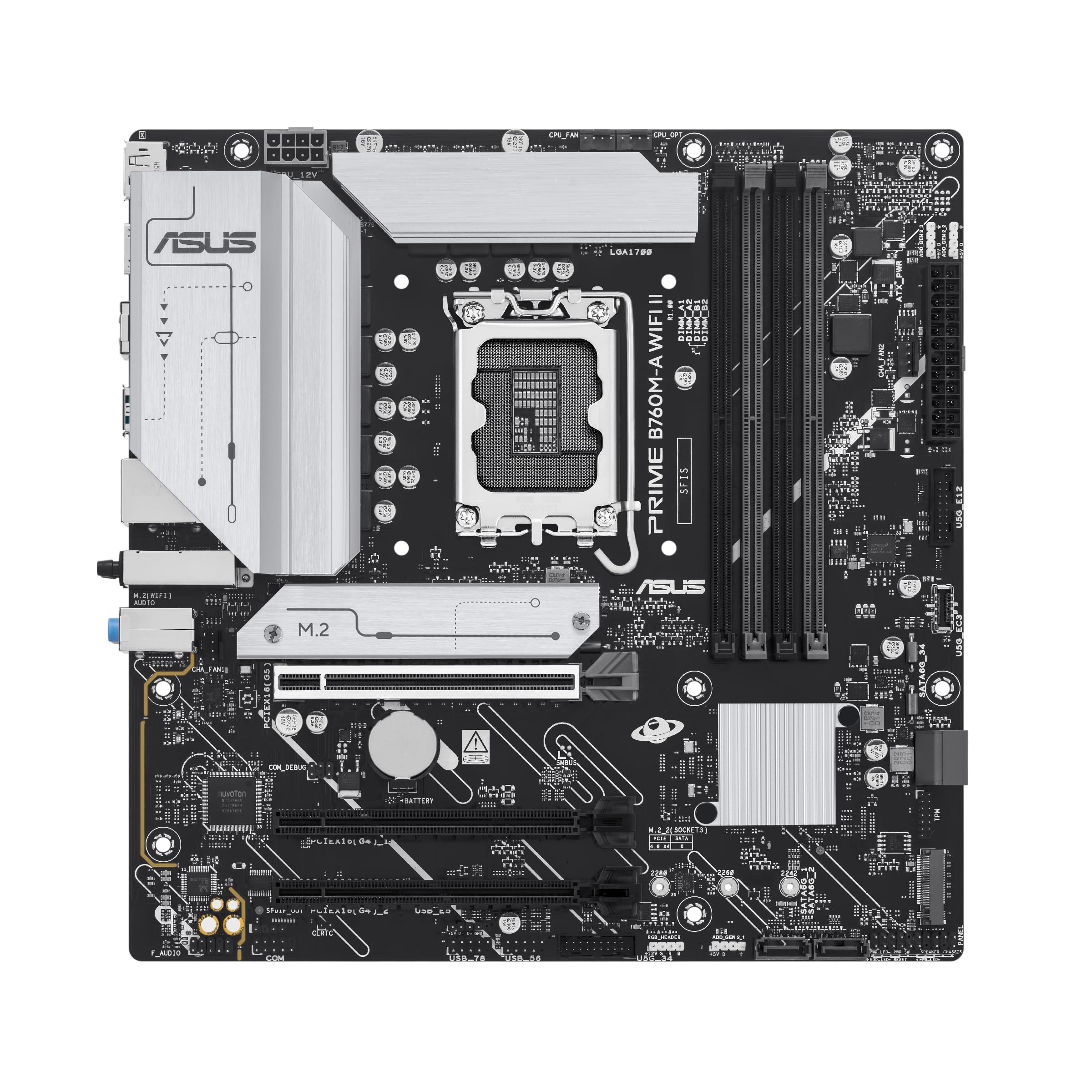 ASUS Intel B760 (LGA 1700) płyta główna mATX (DDR5, PCIe 5.0 Ready, 2 x gniazda M.2, WiFi 6E, Realtek 2.5 Gb Ethernet, DisplayPort, HDMI, SATA 6 Gbps, h. USB 10 Gbps Type-A i v. USB 5 Gbps Type-C