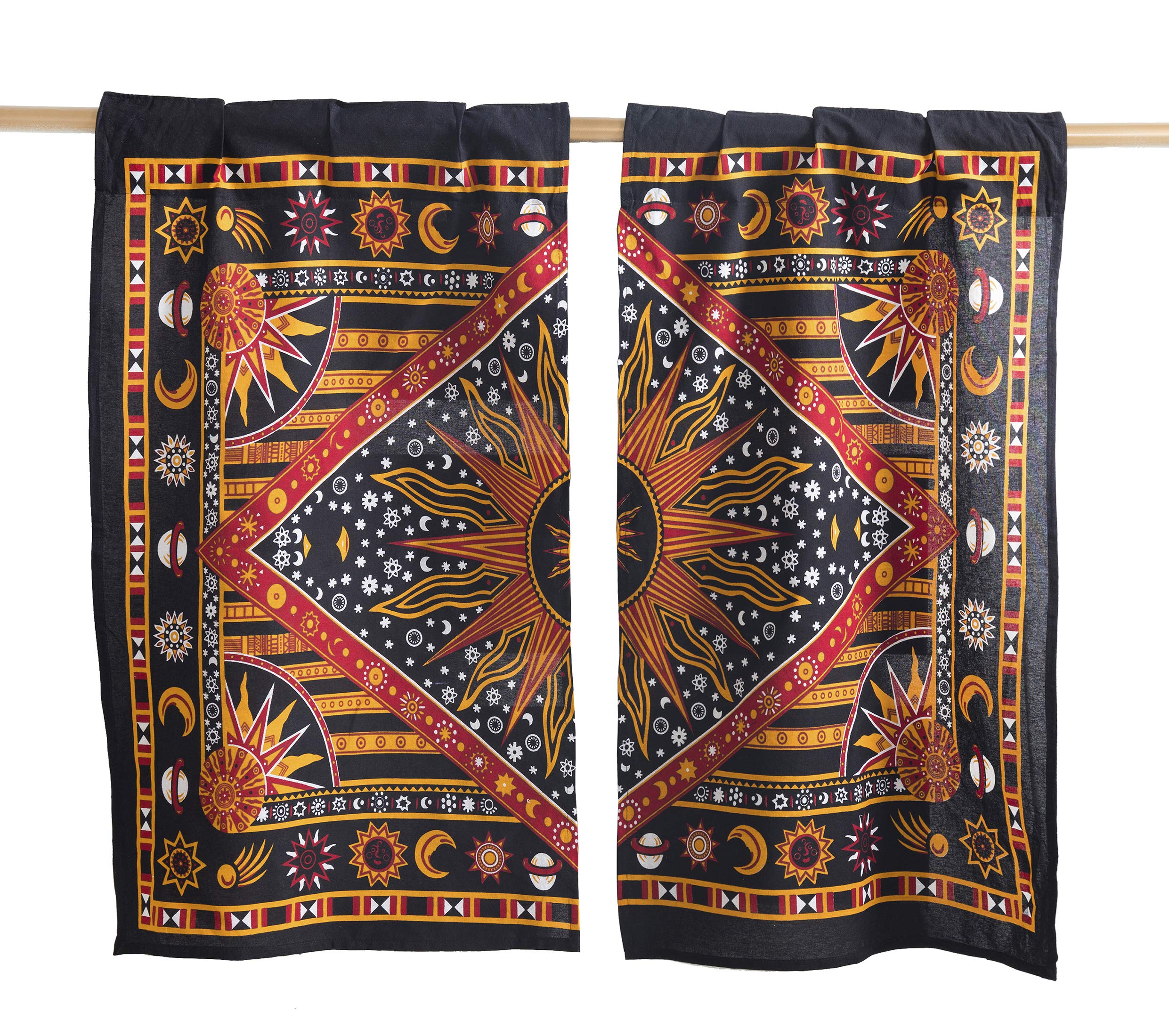 Popular Handicrafts Indian Burning Sun Hippie Mandala Kitchen Window Curtains - Image 4