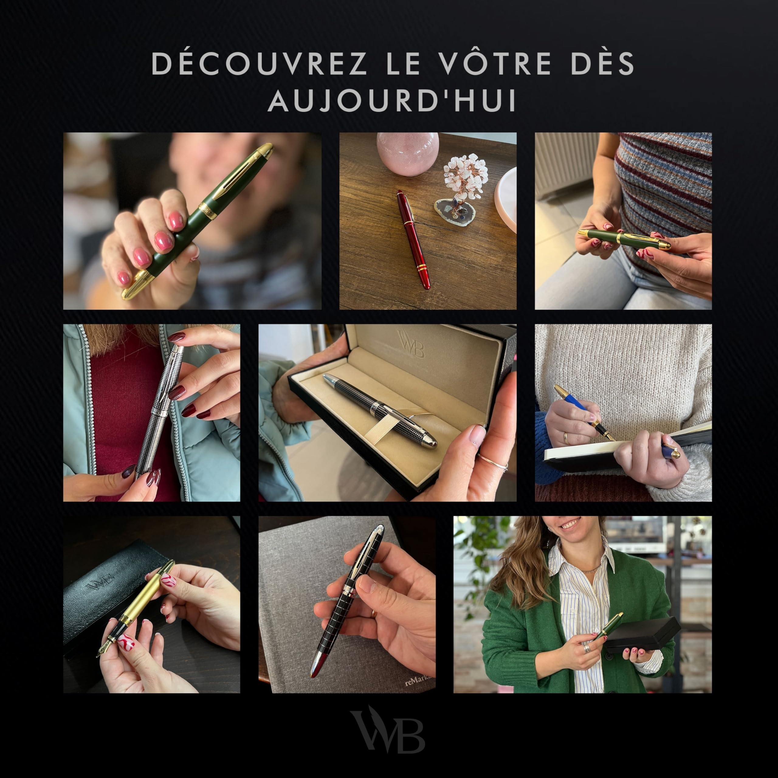 Wordsworth & Black Stylo plume Majesti (Or Noir), étui de luxe, finition chromée, 24 cartouches d'encre Iridium pointe moyenne, kit-cadeau Stylo plume rechargeable pour hommes et femmes