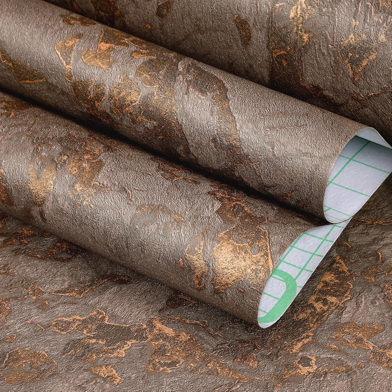 FunStick Gold Brown Lava Stone Marble Wallpaper Stick on Vinyl Wrap for Kitchen Table Worktops Waterproof Stone Marble Sticky Back Plastic Cupboards Furniture Bedroom Wallpaper Gold Brown 30CMx5M