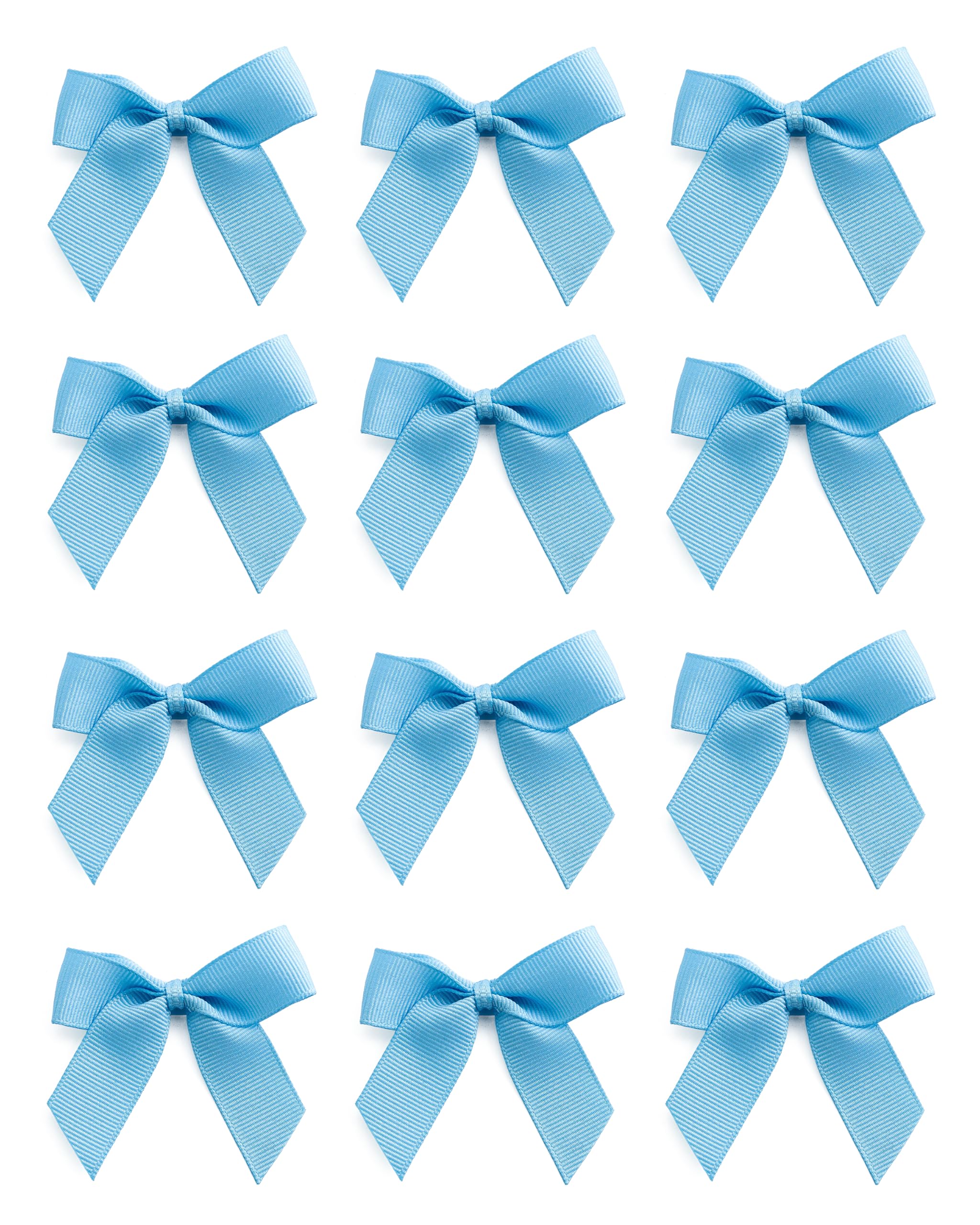 Italian Options Small Grosgrain Ribbon Bows, Self Adhesive Bows for Crafting, Gifts, Sewing, Hair Bow, Wedding Stationery, Floristry, Cakes, Crafts, Decorations, Pale Blue, 24 Pack, 5cm