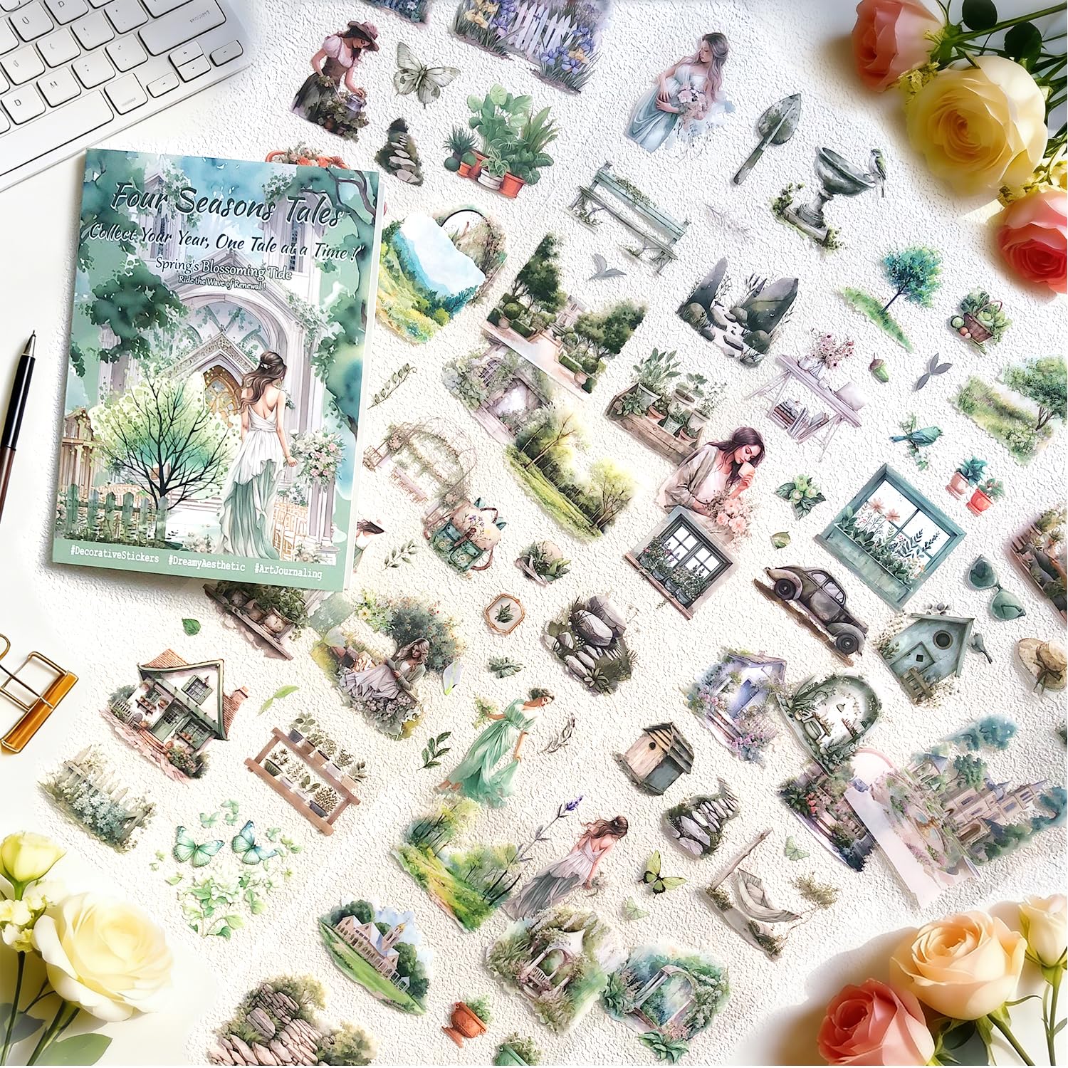 Scrapbooking Stickers Set, Scrapbooks Aufkleber Zubehör für Decoupage