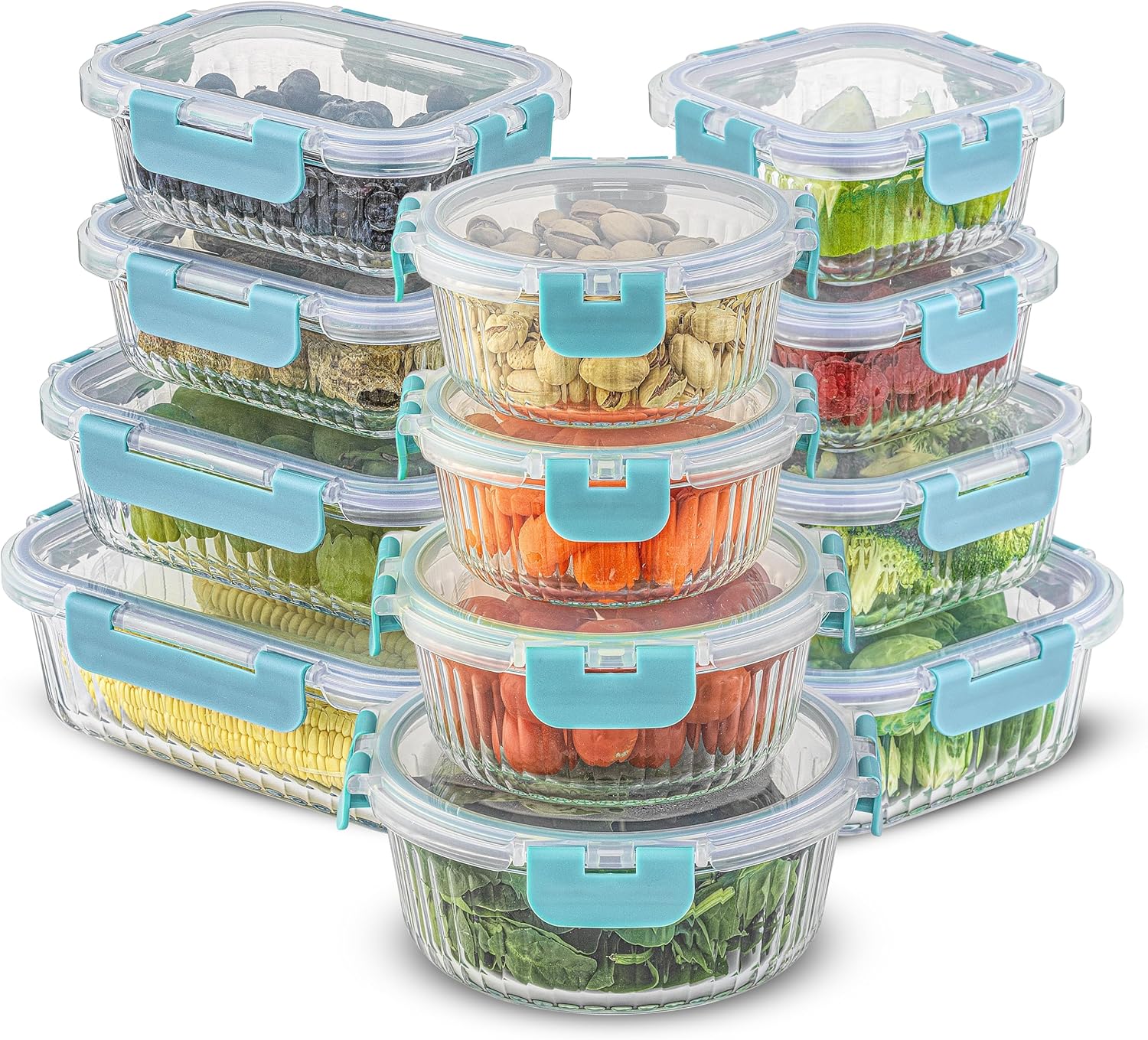 JoyJolt 24pc Borosilicate Glass Storage Containers with Lids