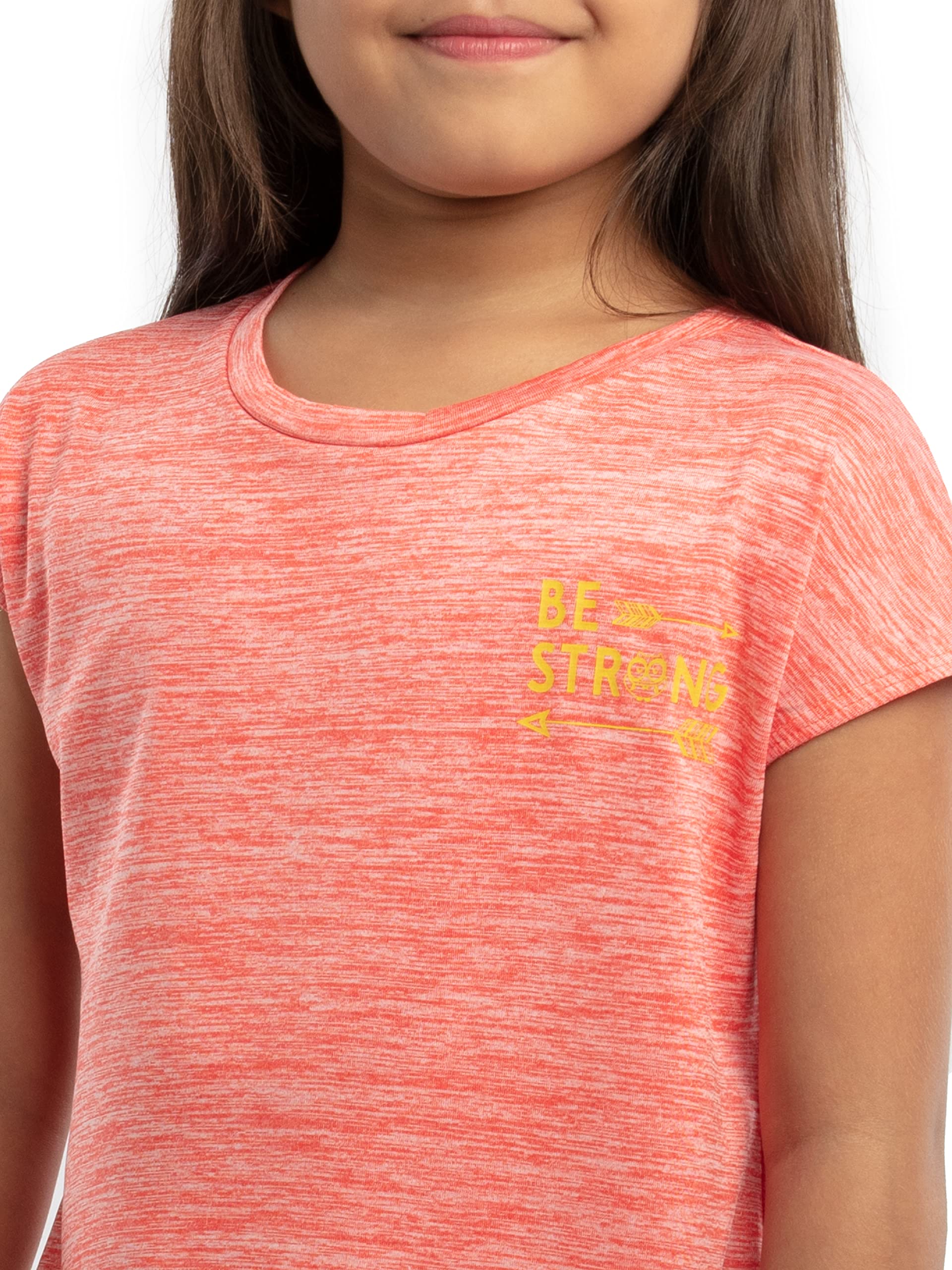 Under Fourteen Only Sports Half T-Shirt for Girl's, Comfortable & Light-Weight Dry-Fit Active Wear/Sportswear for Kids, Athletic Wear for Summer, 14-15 Years (Pack of 1, RED) - Image 4 thumbnail