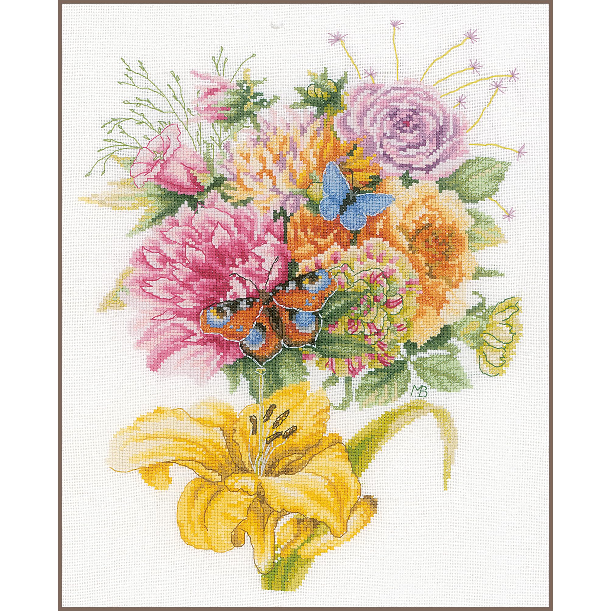 Lanarte counted cross stitch kit ""Butterflies Favourite Marjolein Bastin Aida"",