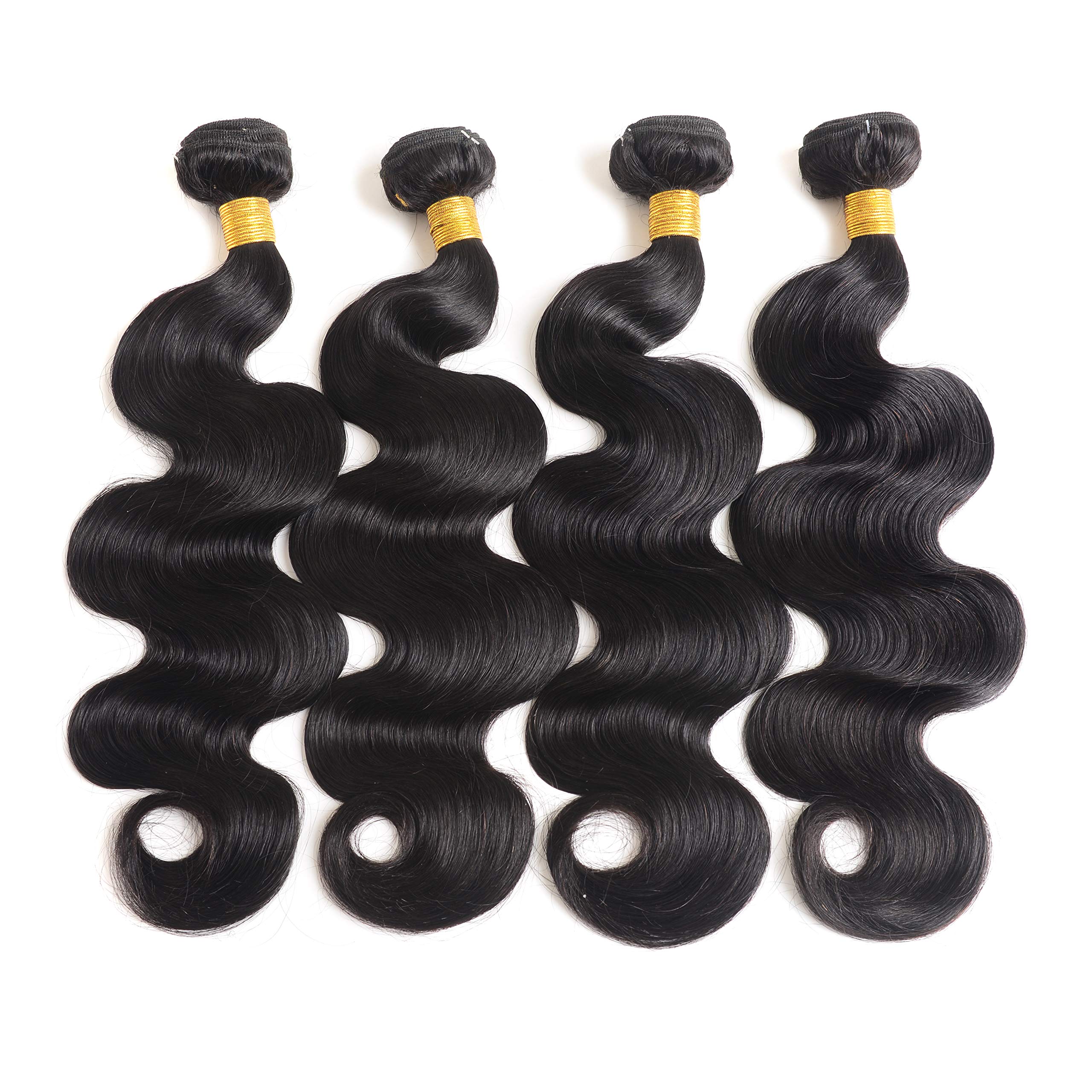 12A Human Hair Bundles 18 20 22 24 Inch Body Wave Bundles 100% Unprocessed Brazilian Virgin Hair 4 Bundles Human Hair Extensions Quick Weave Human Hair Natural Black