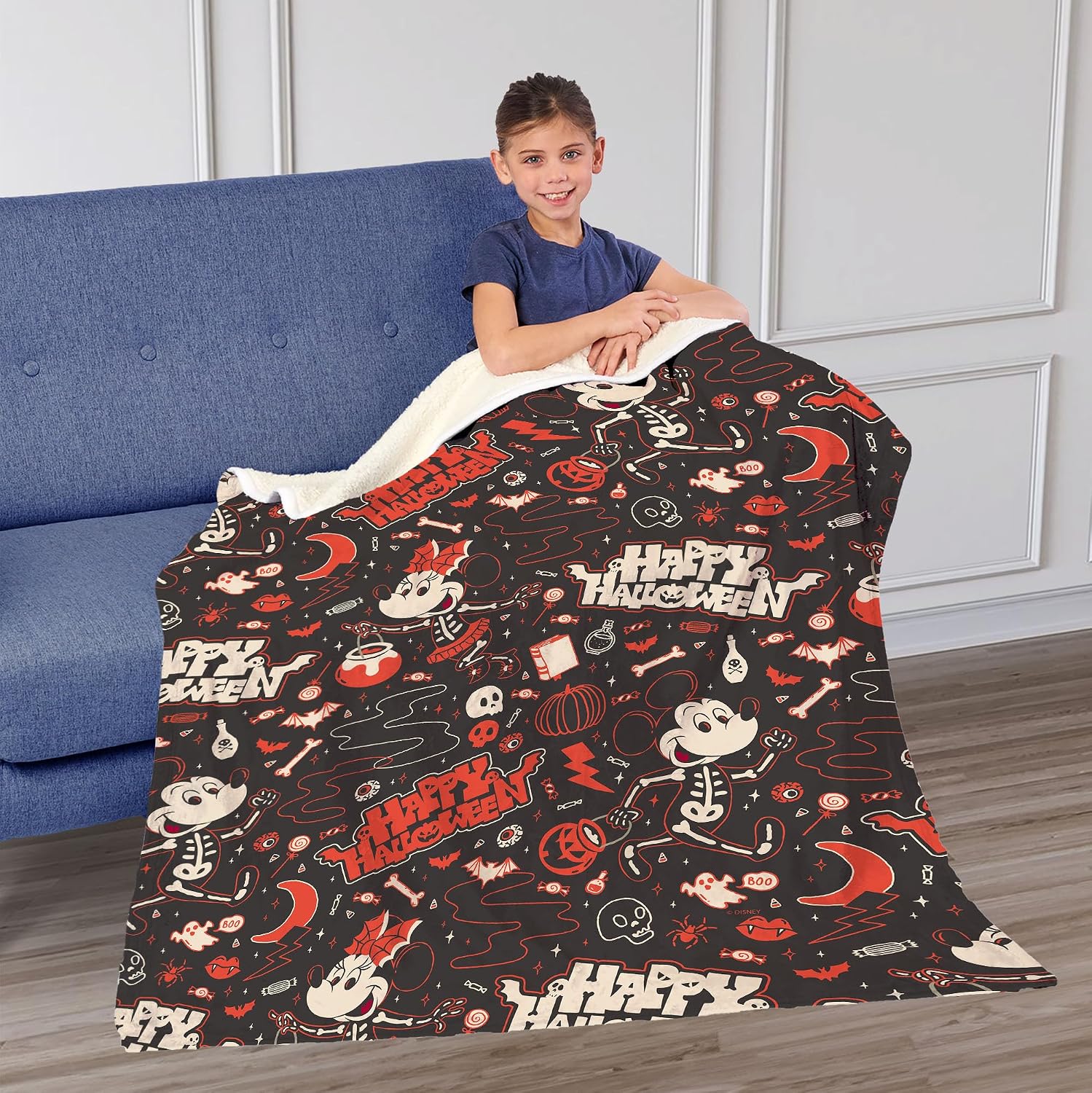 Disney Mickey & Friends, Halloween Mickey, Silk Touch Sherpa Throw Blanket, 50 x 60 Inches