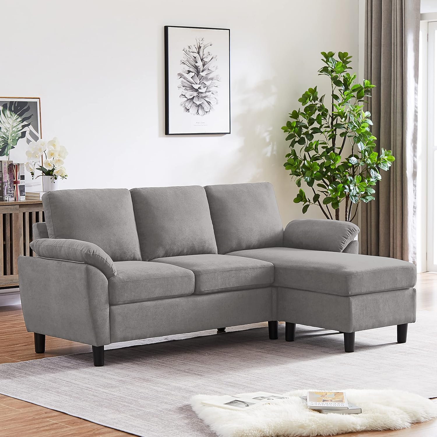Tornama 79" Convertible Sectional Sofa, Modern Linen Fabric