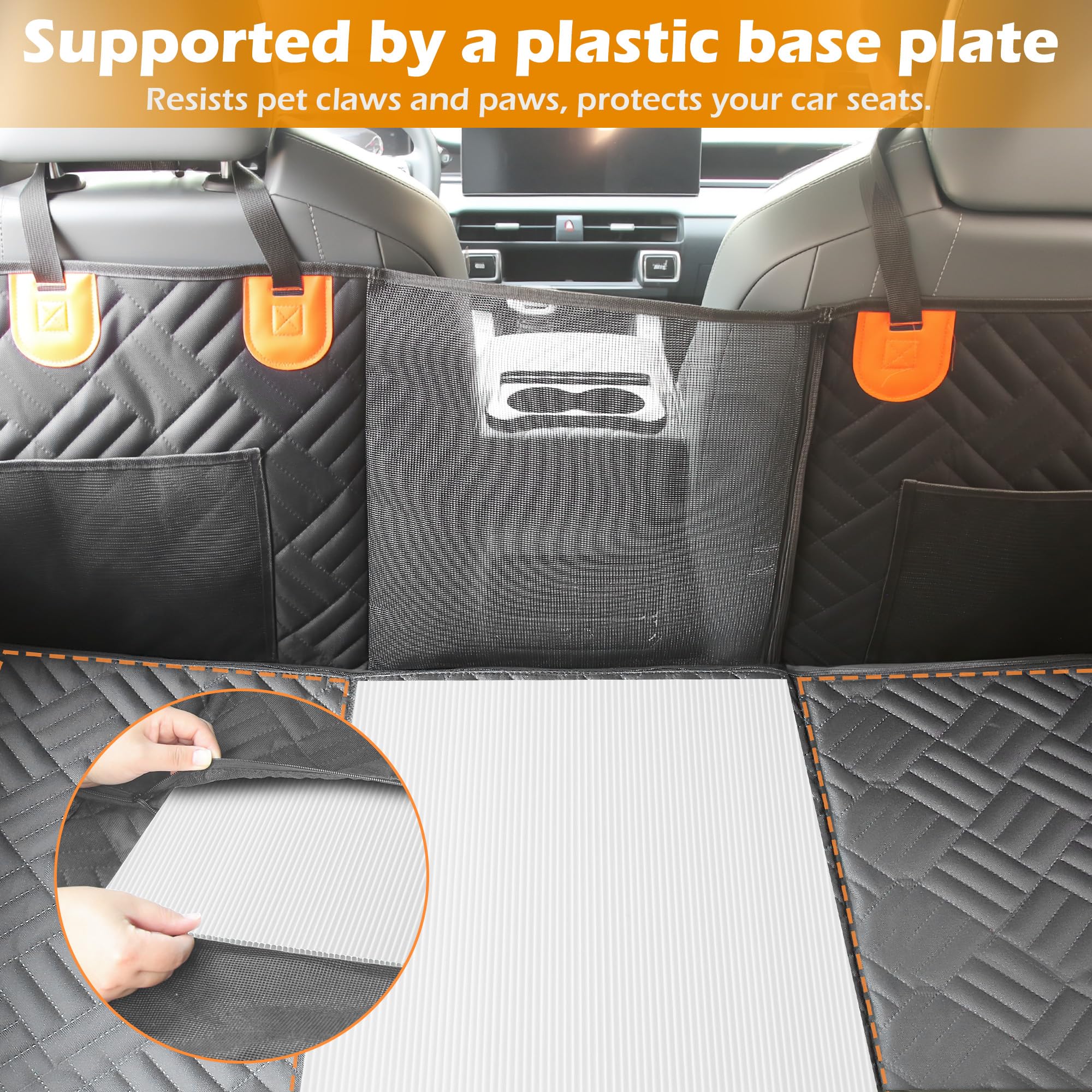 Arcoche Funda de asiento de coche para perro, hamaca resistente al desgarro para asiento trasero de coche, carga máxima de 195 kg, parte inferior dura, extensor impermeable para mascotas con ventana