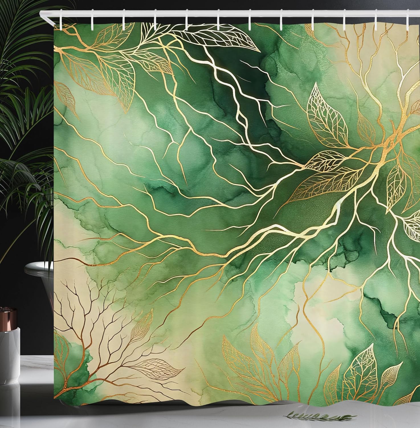 Ambesonne Green Shower Curtain, Dreamy Scenario of Outline