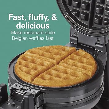 Hamilton Beach 26201 Belgian Waffle Maker with Removable Nonstick Plates, Double Flip, Makes 2 at Once, Black