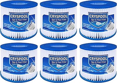Cryspool Type D Pool Filter Compatible with Type D, Summer Escapes, Summer Waves P57100102, P57000104, 6 Pack