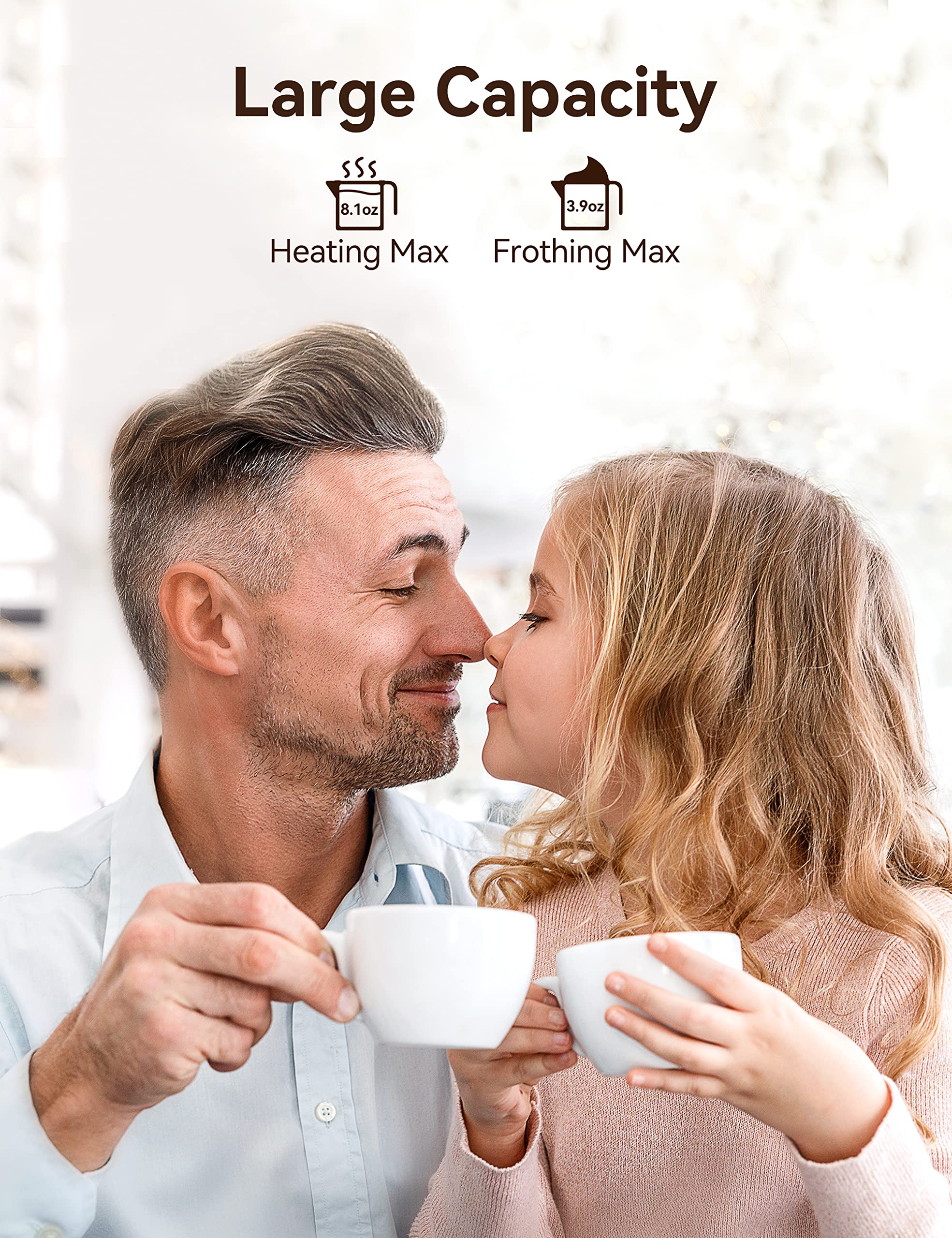 Thereye Milk Frother, Electric Milk Steamer, Automatic Hot and Cold