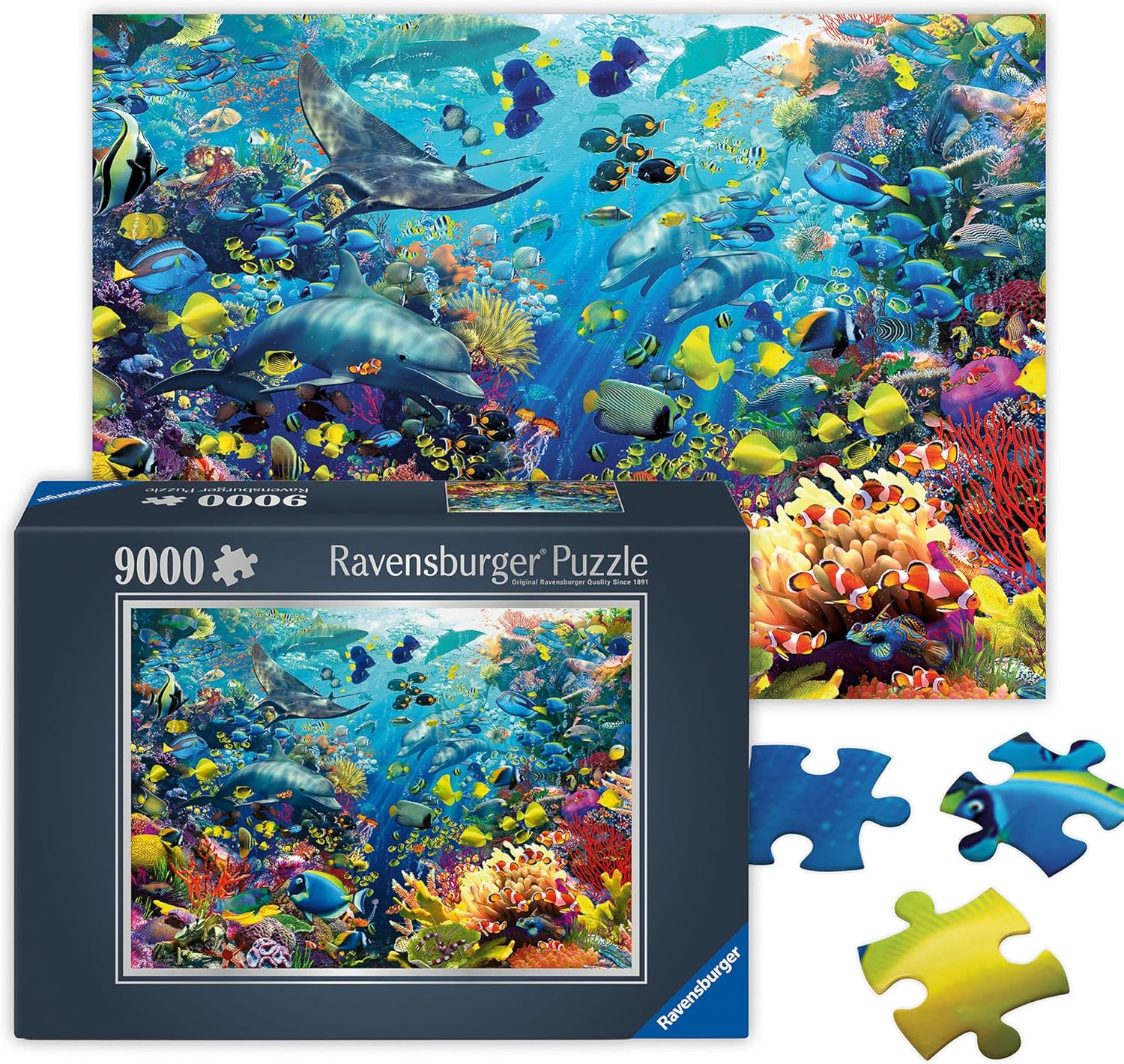 Ravensburger - Underwater Paradise - Impressive 9000 Piece Jigsaw Puzzle - Stunning Coral Reef Imagery with Fish, Dolphins & Exotic Plants - Premium Quality - Puzzles for Adults