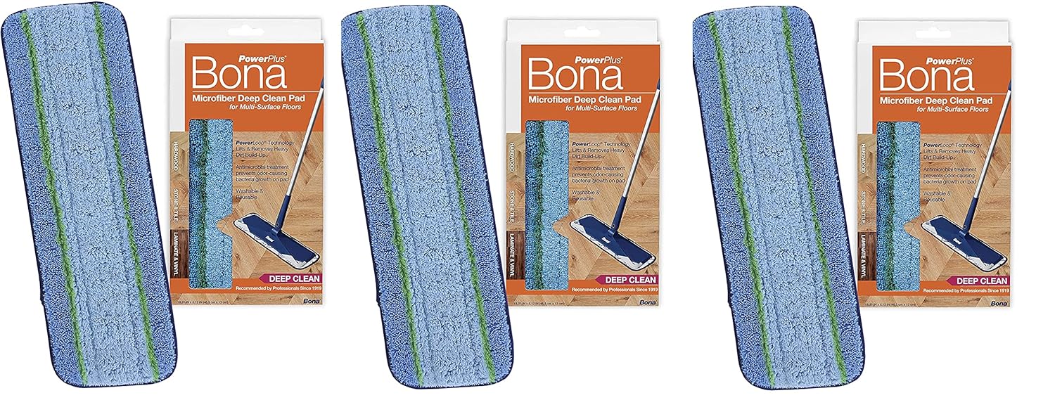 Bona PowerPlus Microfiber deep Clean Padfor Multi-Surface Floors 3 Pack