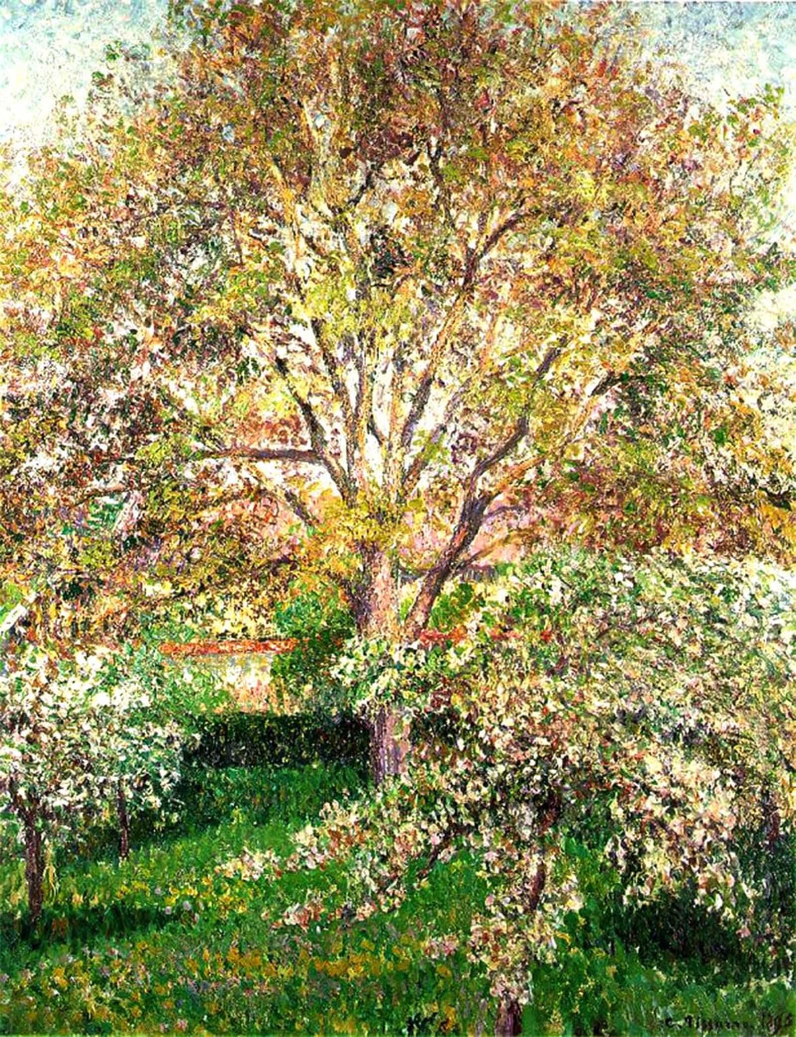 Artxlxxbn No Frame Famous Art Print Poster Vintage Wall Art Trees In Bloom At Eragny By Camille Jacob Pissarro Canvas Art Poster For Home Decor 60X90cm
