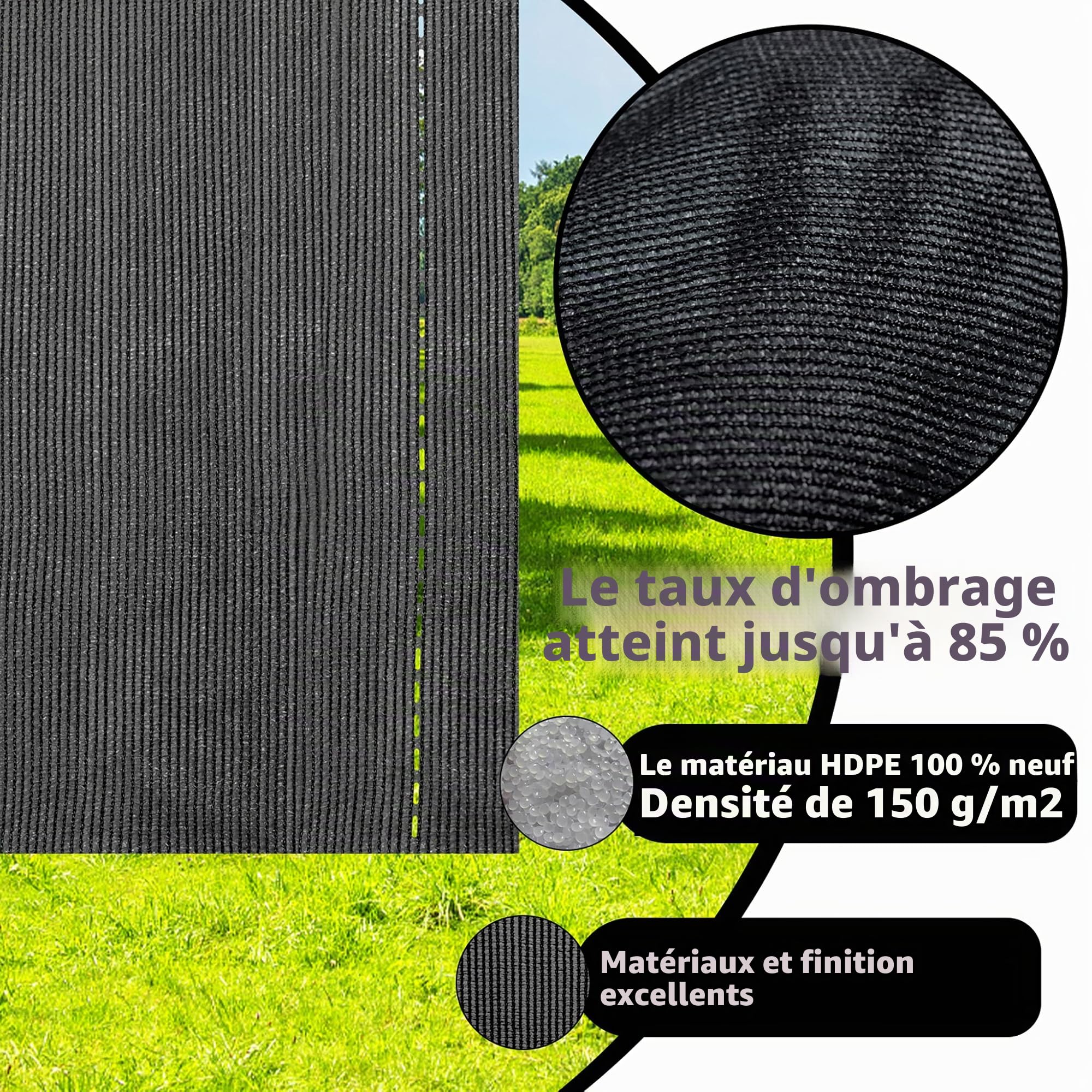 FIVMEN Clôture de clôture, 2 x 10 m, clôture de jardin, brise-vue, clôture, 150 g/m², HDPE, filet d'ombrage pour balcon, brise-vue, résistant aux intempéries, anthracite