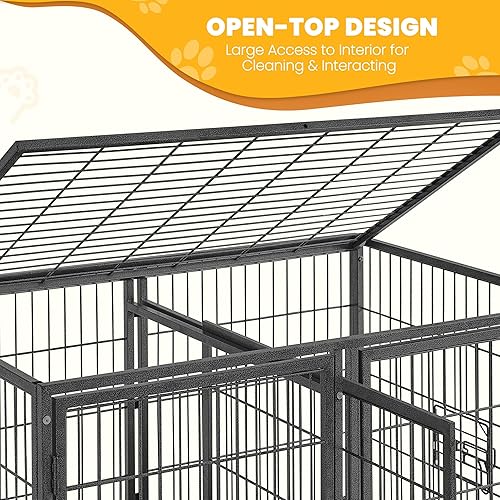 Miniatura 6 de Yaheetech Jaula apilable para perros con divisor de 43 pulgadas, jaula de perro resistente con parte superior abierta2 bandejas extraíbles para
