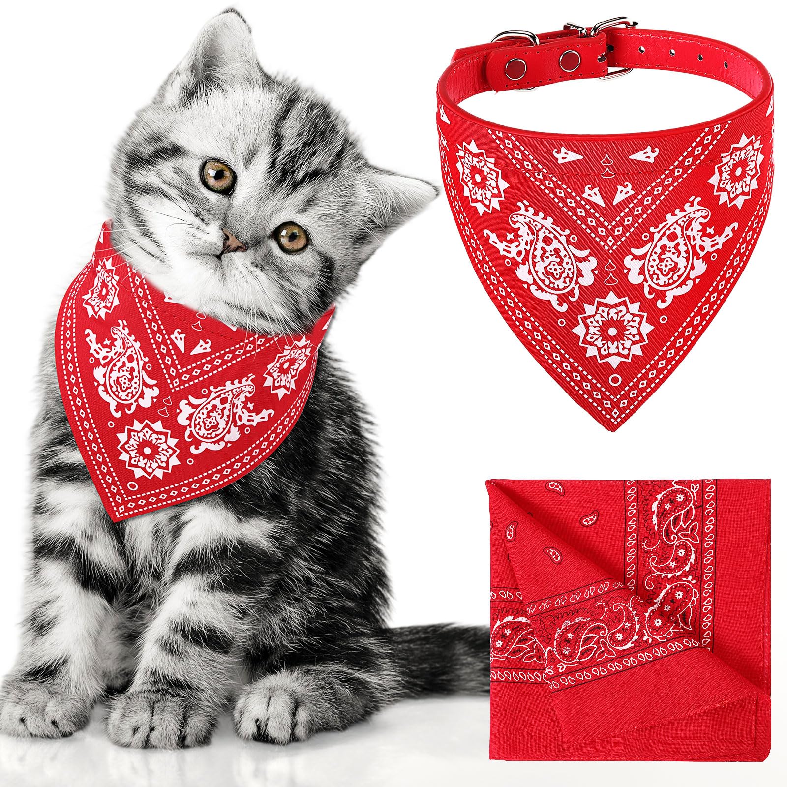 Chicingyou Dog Cat Bandana Owner Matching Paisley Triangle Scarf, Red