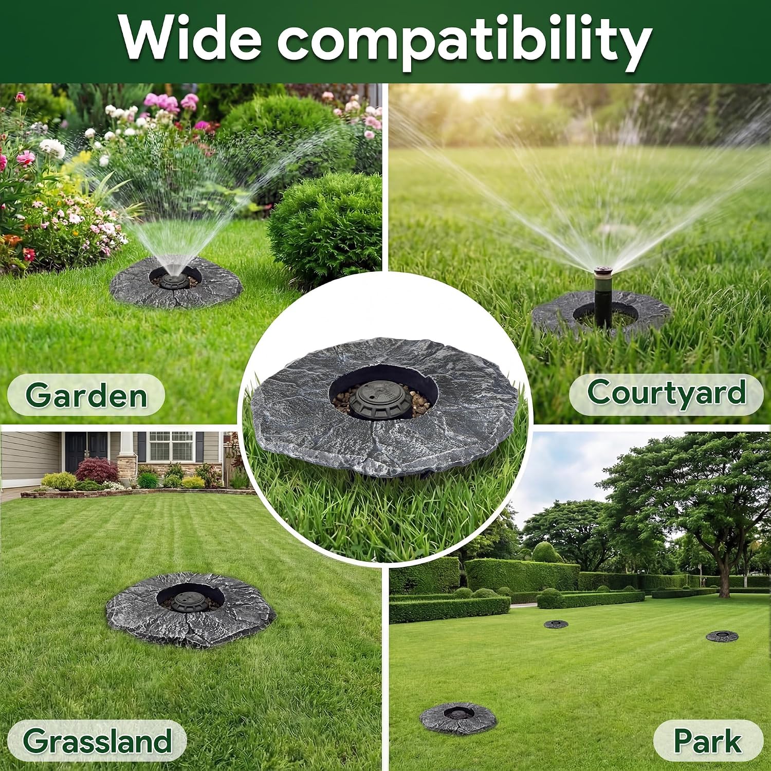 Sprinkler Head Protector Cover Guard, Imitation Stone Resin Donut Style Lawn Sprinklers Head Protector, Sprinklers Cover Prevents Mower & Weed Damage, Easy Install Sprinkler Covers for Lawns(1 Pack)