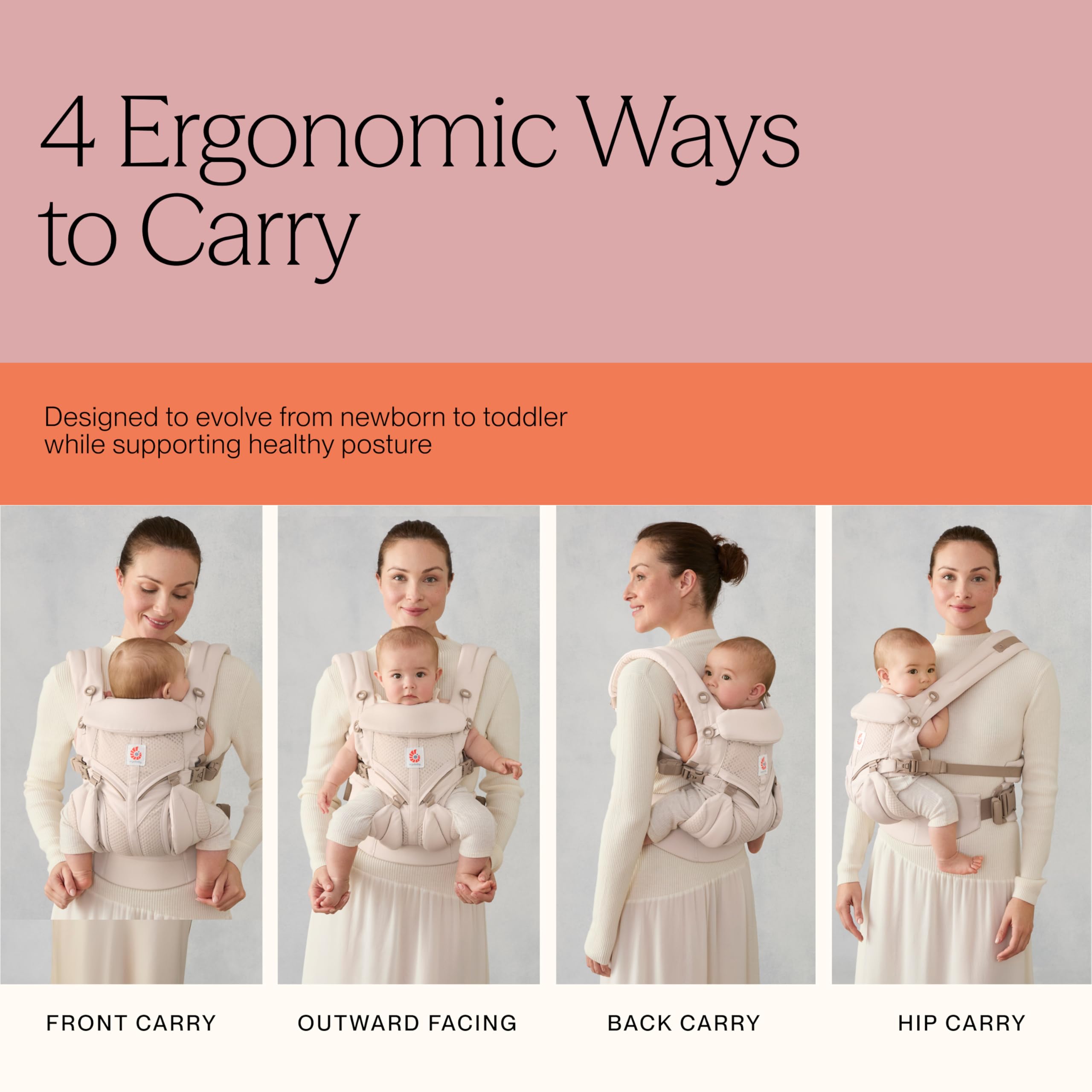 Ergobaby Babytrage für Neugeborene ab Geburt, Baby Tragesystem Omni Classic Mesh, Baby-Tragetasch... Ansicht 6