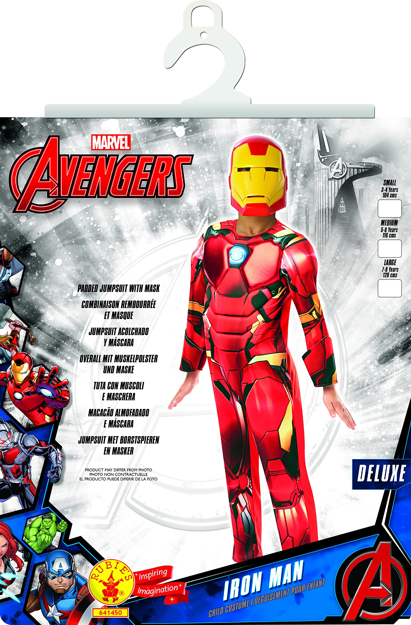 Rubies - AVENGERS Officieel kostuum luxe Iron Man, 3-4 jaar, geel en rood
