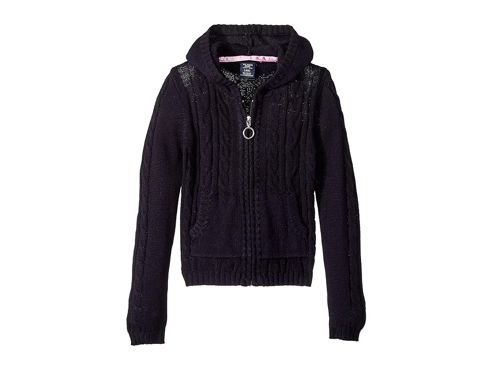 

U.S. POLO ASSN. Kids Zip Front Cable Knit Sweater (Little Kids) (Navy) Girl's Sweater