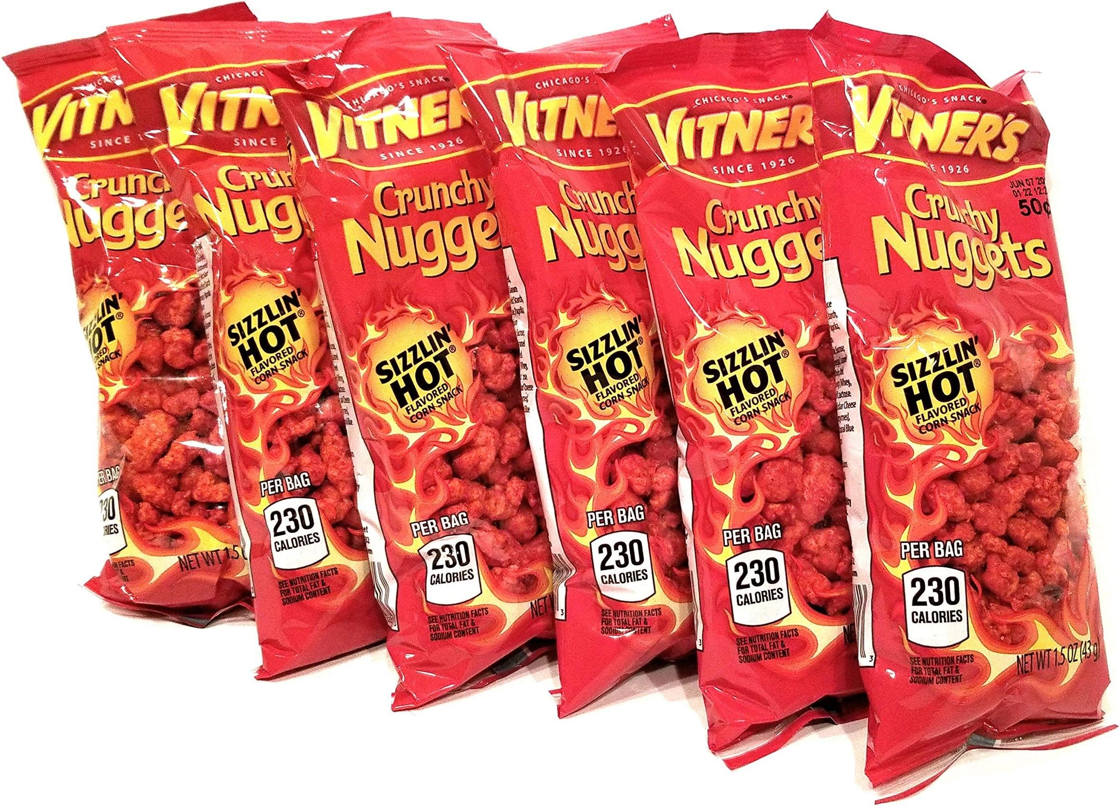 Vitner's Sizzlin' Hot Cheese Crunchy Nuggets 6 Pack 1.05 oz Bags A Chicago Original