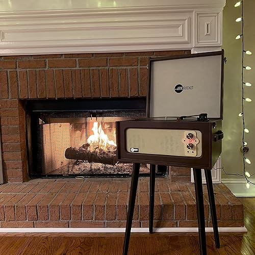 Miniatura 5 de Arkrocket Tocadiscos Bluetooth de 3 velocidades con altavoces integrados y patas extraíbles edición limitada (marrón)