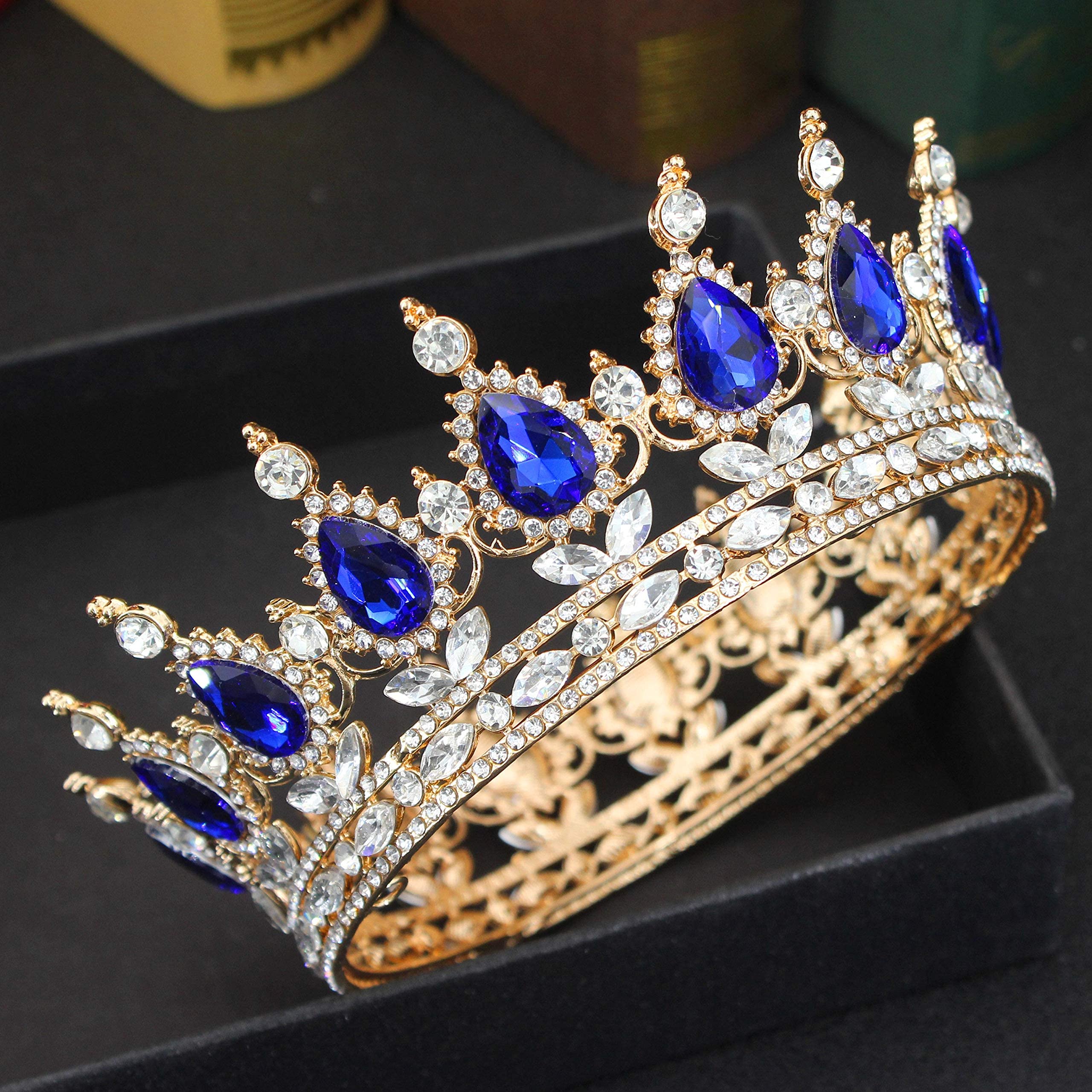 Große Barock-Krone Für Frauen – Strass & Kristall Tiara Für Hochzeit, Ball, Cosplay – Silber-Rot, Ca. 15 Cm – Mit Bobby Pins