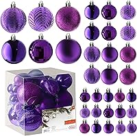 Vista 12 de PREXTEX Juego de 36 Adornos Navideños - Bolas Negras Irrompibles en 6 Estilos y 3 Tamaños con Bucles para Colgar - Elegantes Decoraciones para Árbol