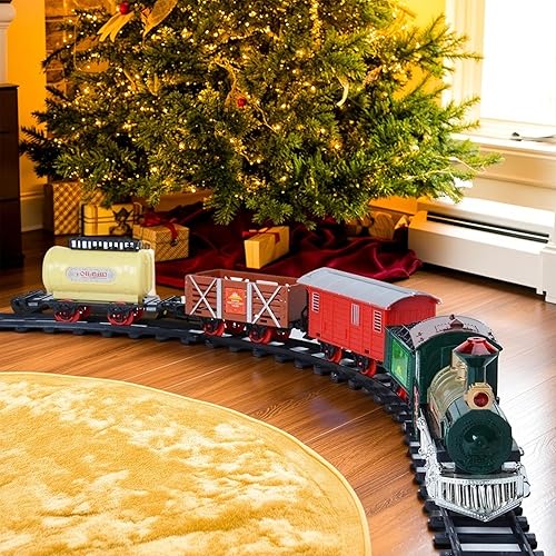 Miniatura 6 de Juego de tren para niños, locomotora de ferrocarril con luz auténtica, sonido, tren y carruaje de mineros rocosos