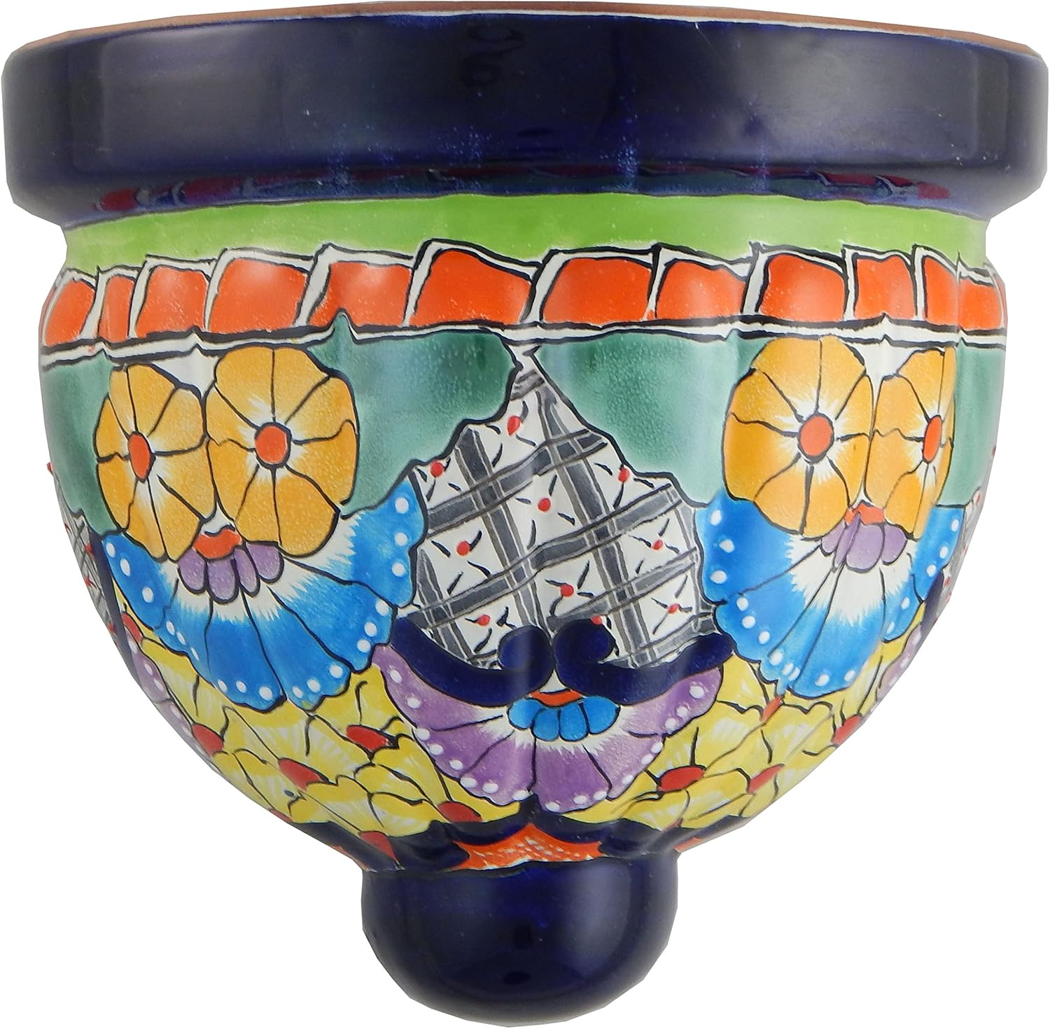 COLOR Y TRADICIÓN Mexican Talavera Wall Planter Handmade Hand Painted Pottery Planter Wall Hanging Sconce Planter # 13