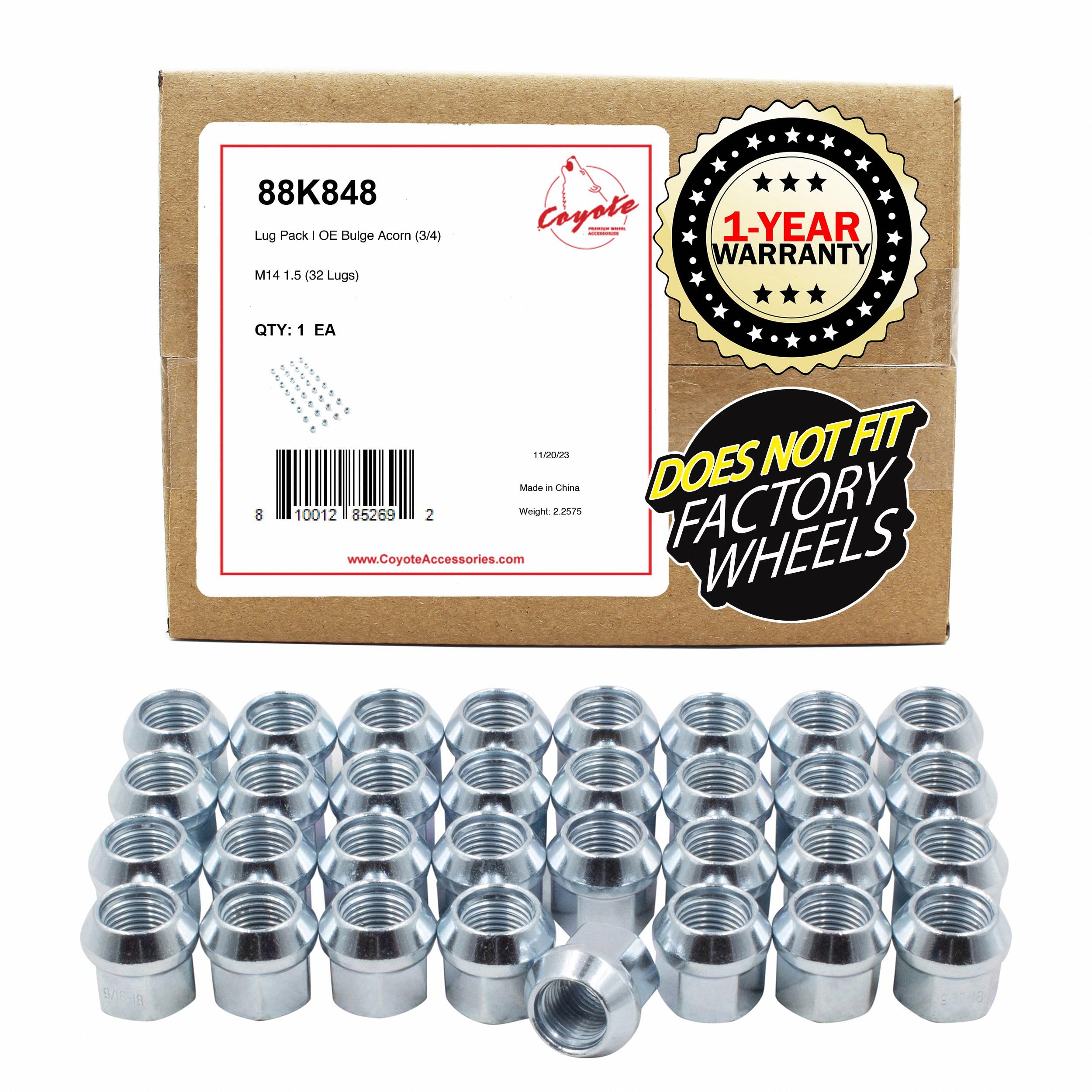 Wheel Accessories Parts 32 Pcs M14x1.5 Thread Open End Bulge Acorn 21mm 0.84