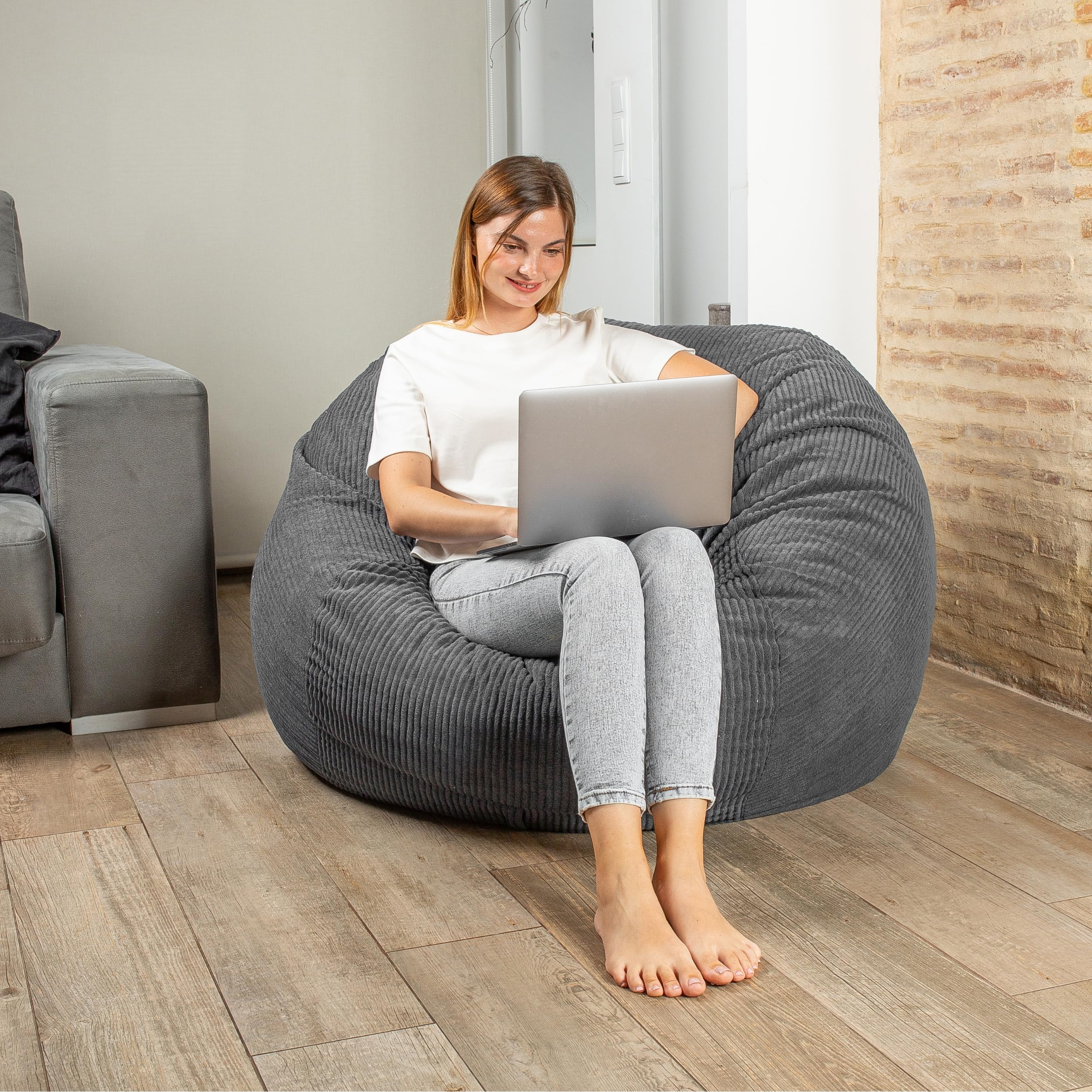 bananair - Gigantyczne Łóżko typu Bean Bag - Miękki Materiał Kordurowy & Wygodna Piankowa Wypełka - Łatwo Składana, 2-w-1 Materac Podłogowy i Fotel typu Bean Bag/Sofa dla Dorosłych, Dzieci