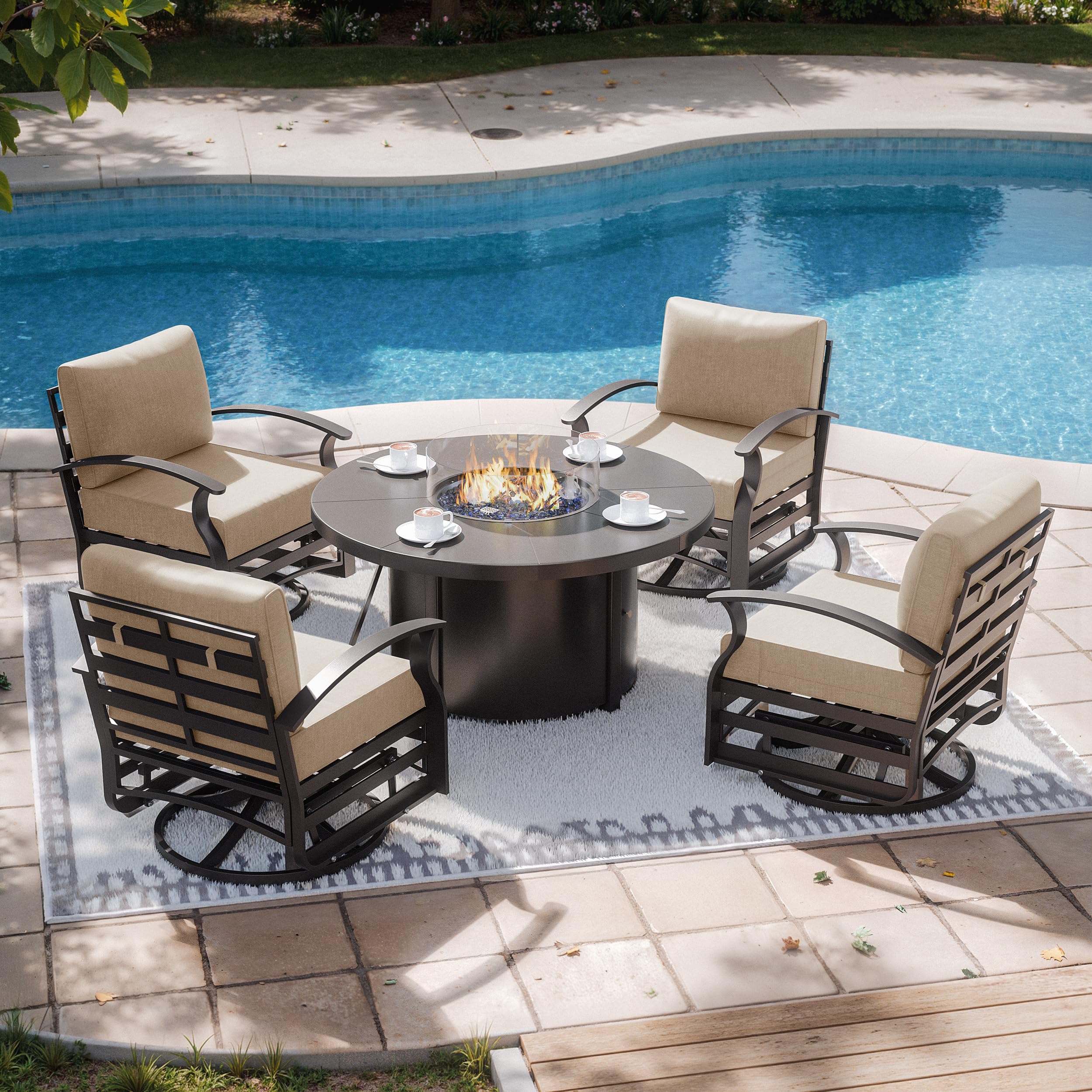 Amazon.com: Kurapika 5 Piece Modern Metal Outdoor Conversation