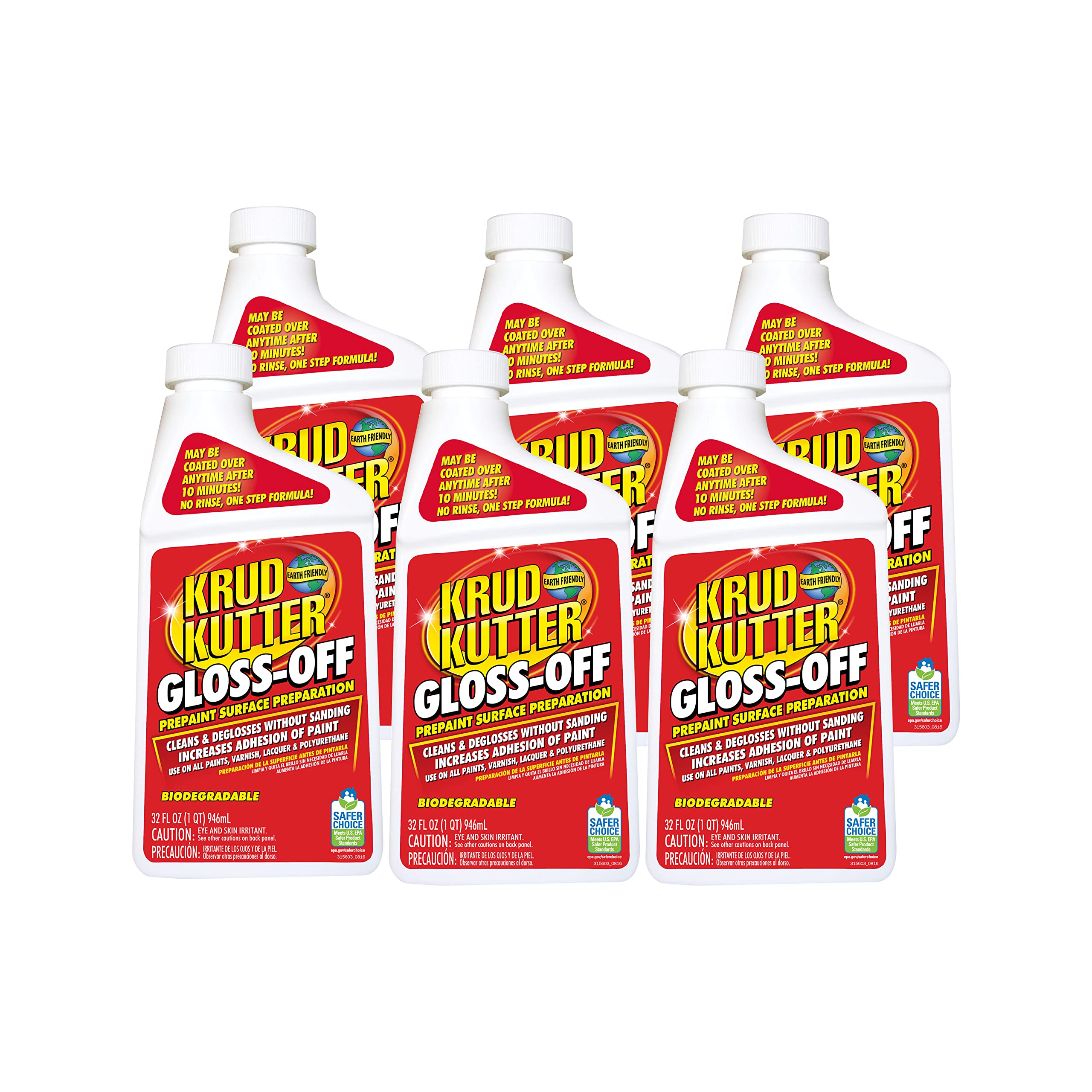 Krud Kutter GO326-6PK Gloss Off Prepaint Cleaner, 32 oz, 6 Pack