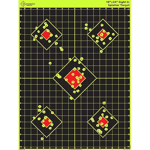 Splatterburst Targets - 18 x 24 inch - Sight in Splatter Target - Easily See Your Shots Burst Bright Fluorescent Yellow Upon Impact - Made in USA