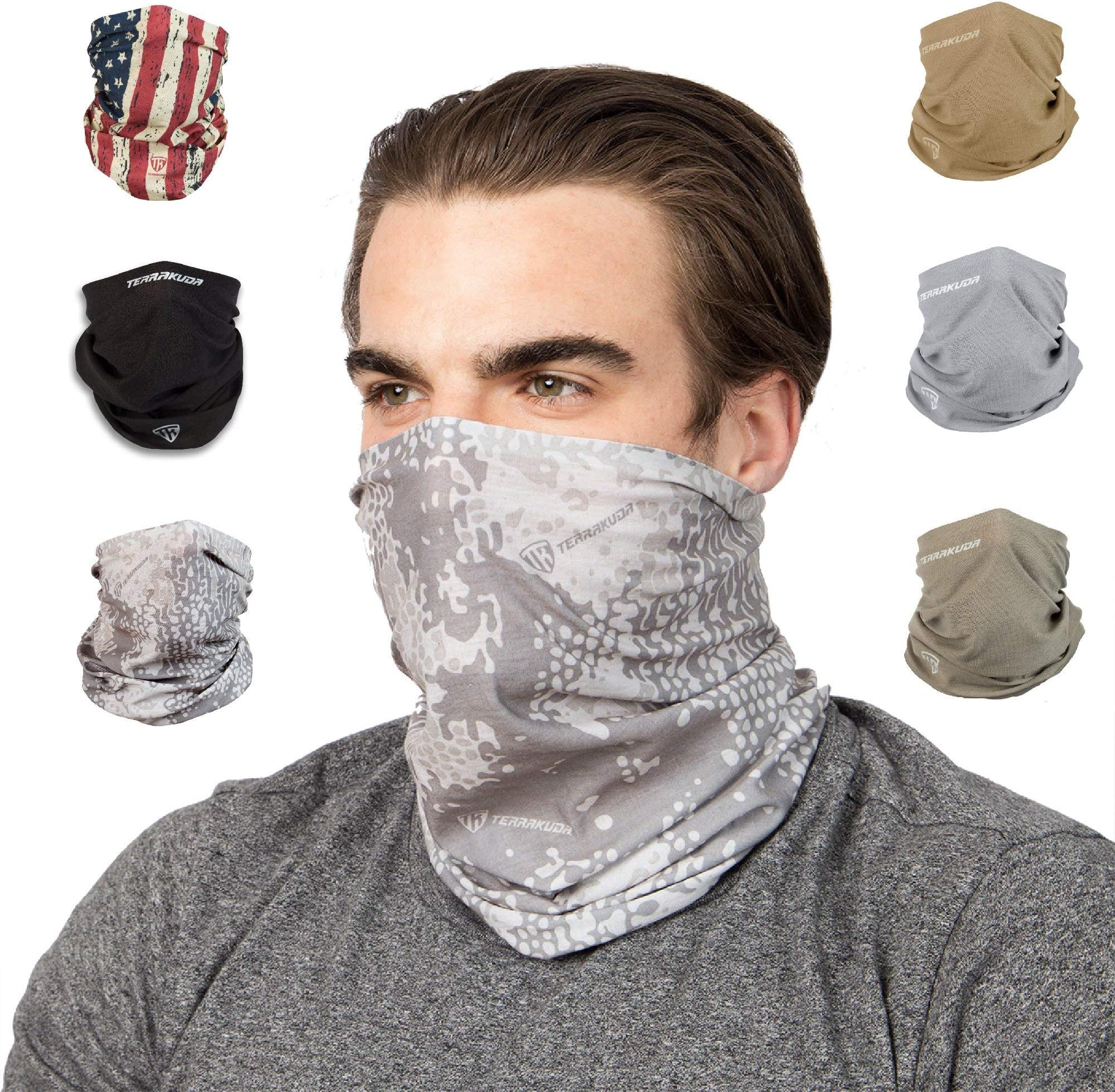 Face Clothing Neck Gaiter Mask – Non Slip Light Breathable for Sun Wind Dust Bandana Balaclava (Tundra Camo)