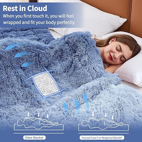 Vista 117 de yescool - Manta con peso, 10 libras, fresca, transpirable, con cuentas de cristal prémium, lavable a máquina, para dormir, 90-110 libras, 41 x 60