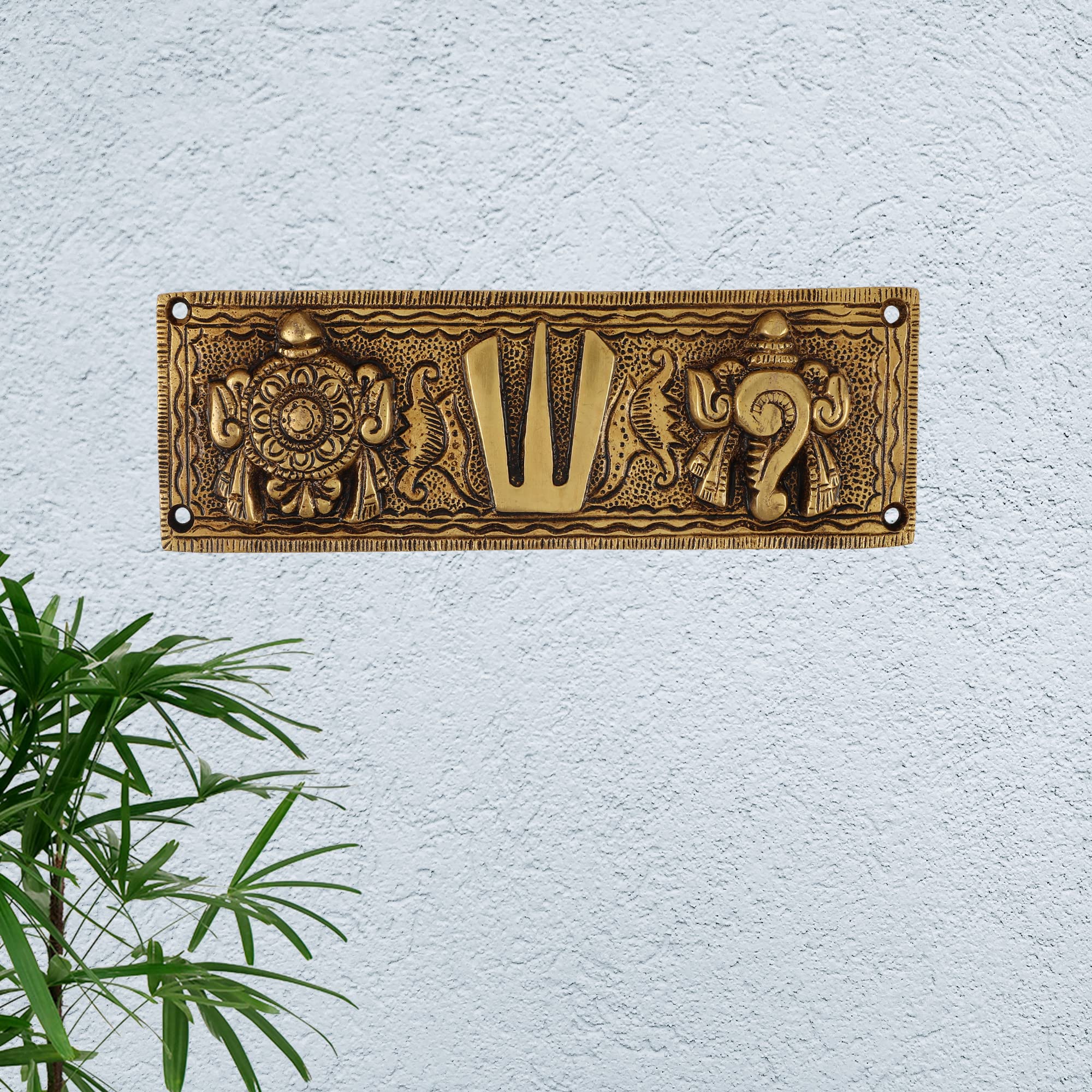 Brass Shankh Chakra Wall Hanging - Home Decor -4