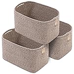 CHAT BLANC Cotton Rope Baskets for Organizing | Storage Baskets for Shelves | Rope Basket for Storage, Small Laundry Baskets, Woven Baskets for Storage, Dog Toy Bin, Baby Basket, Brown 3 Pack