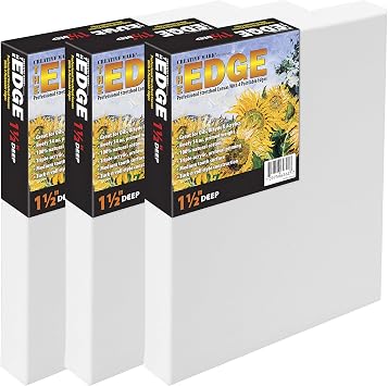 Creative Mark The Edge Deluxe Cotton 1-1/2" Deep Stretched Canvas for Painting, 48x72 Pack of 3, 14oz. Primed Weight, Universal Archival Priming, Medium Tooth, Hand-Stretched Canvas for Painters