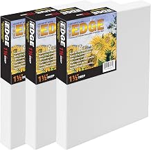 Creative Mark The Edge Deluxe Cotton 1-1/2" Deep Stretched Canvas for Painting, 24x48 Pack of 3, 14oz. Primed Weight, Universal Archival Priming, Medium Tooth, Hand-Stretched Canvas for Painters